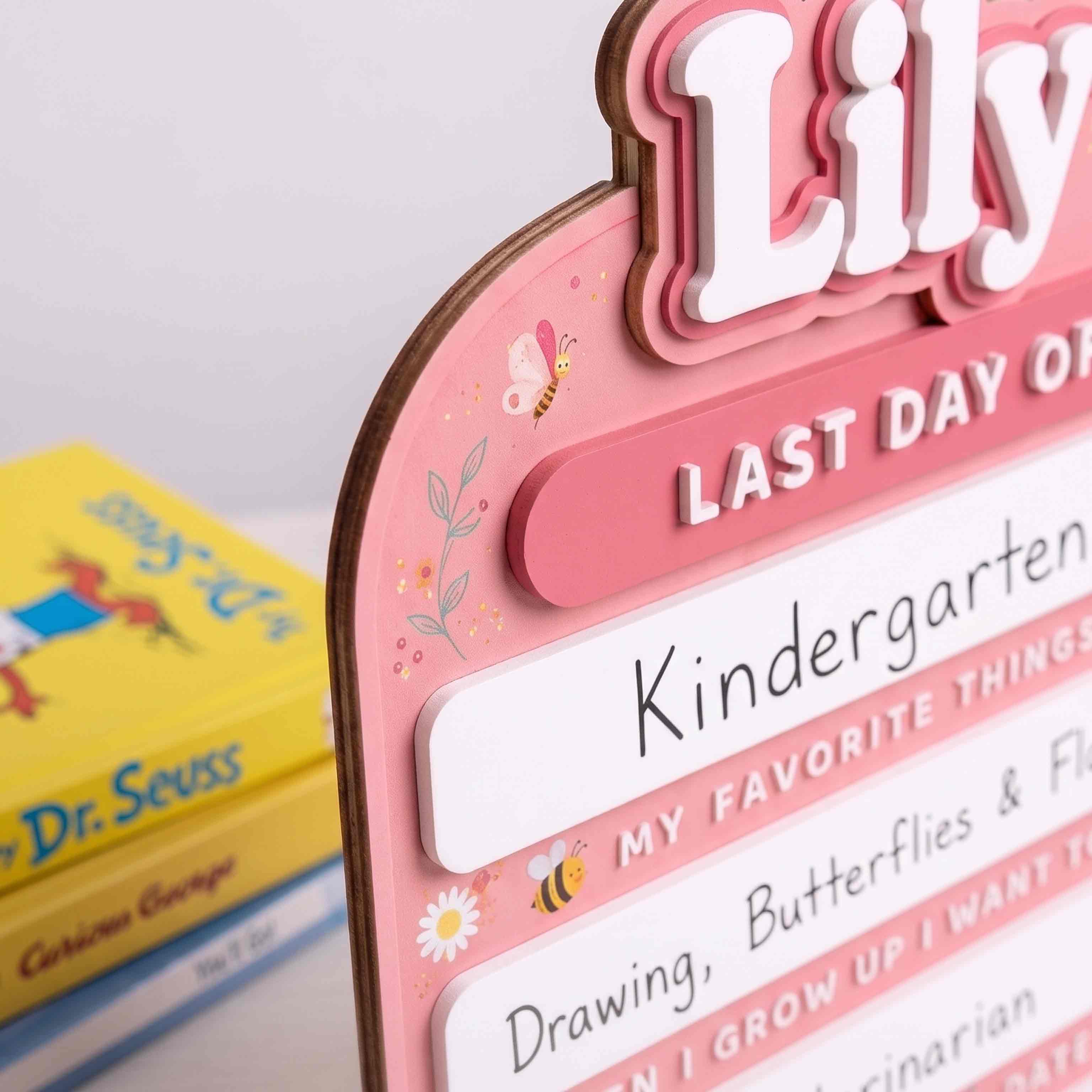 Personalized Butterfly Garden First & Last Day School Board, Reusable Dry Erase Board, Back to School Sign