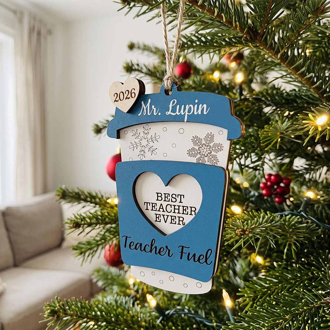 Best Teacher Ever Teacher Fuel Personalized Teacher Custom Name Date Teacher Appreciation Wooden Christmas Ornament