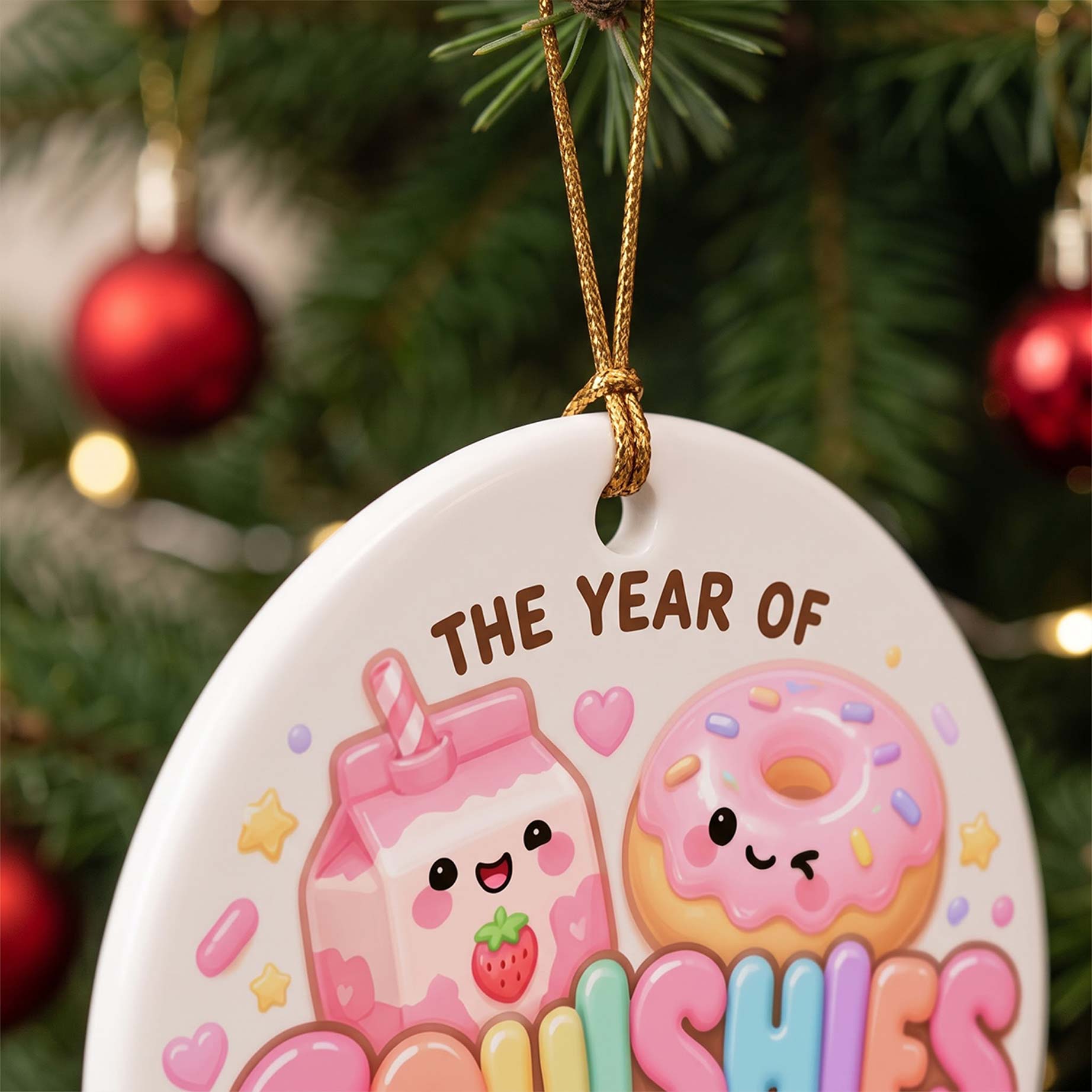 The Year of Squishies 2026 Custom Name Date Round Ceramic Christmas Ornament Cute Squishy Keepsake Gift