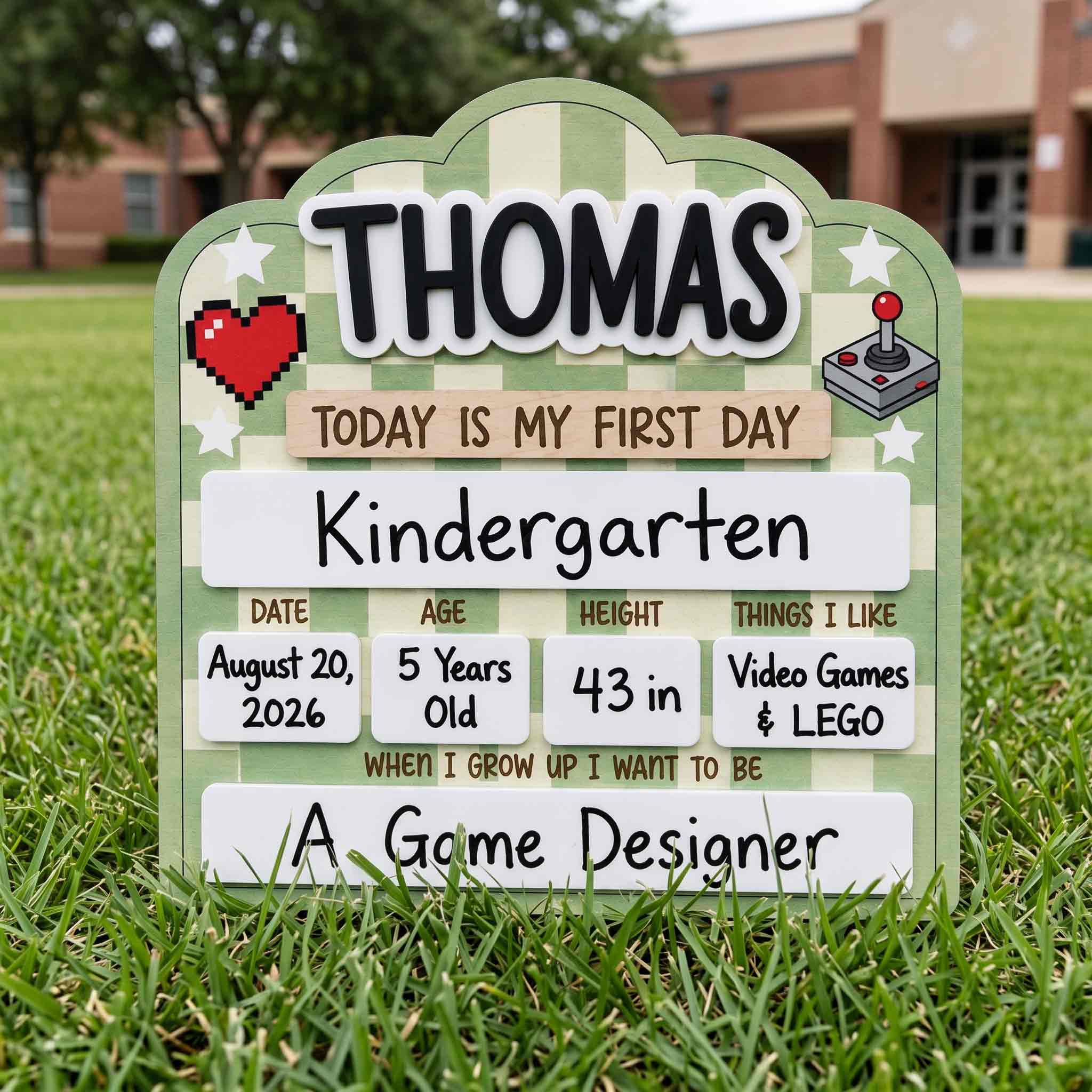 Personalized Pixel Gamer First & Last Day School Board, Reusable Dry Erase Board, Back to School Sign