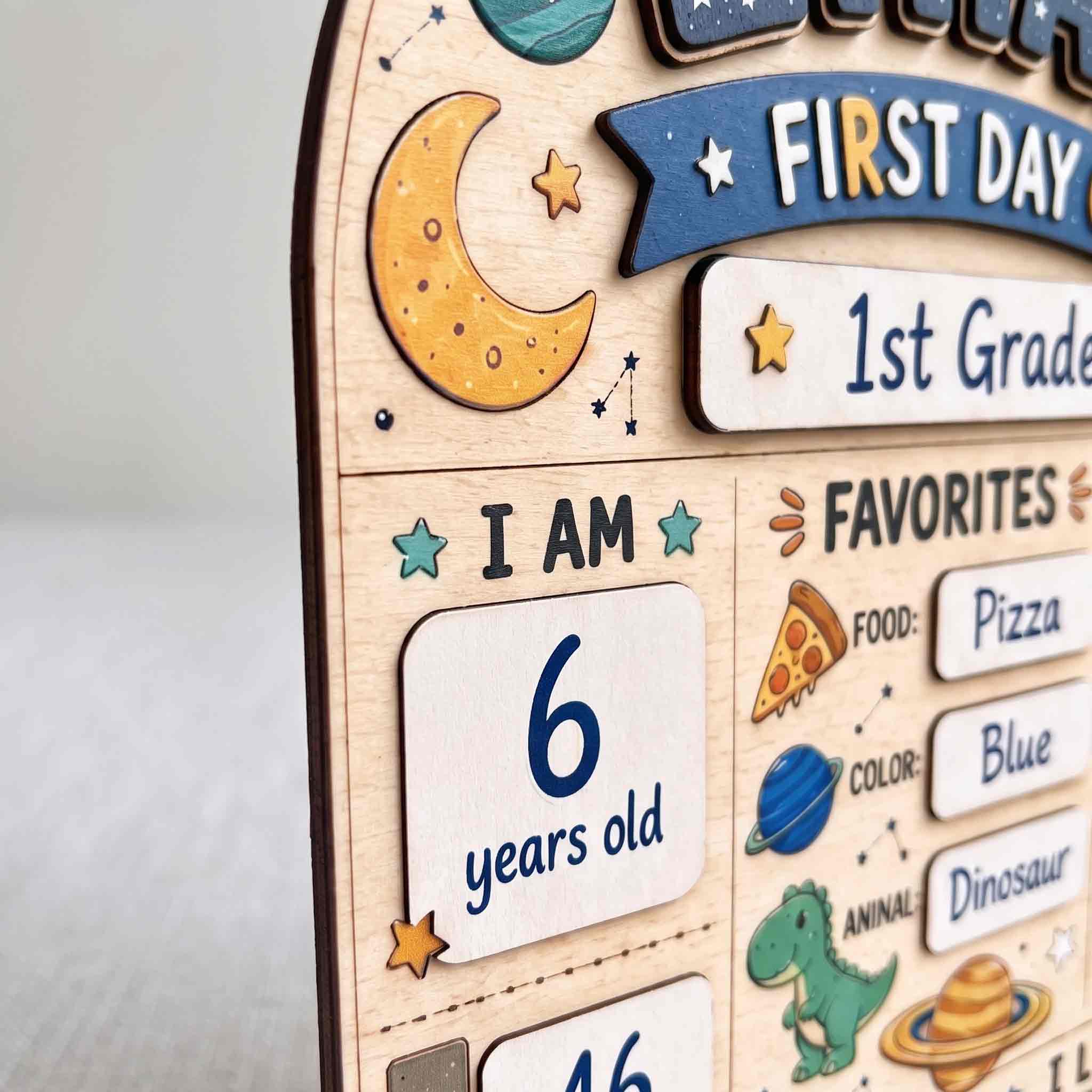 Personalized Outer Space First Day School Board, Reusable Dry Erase Board, Back to School Sign