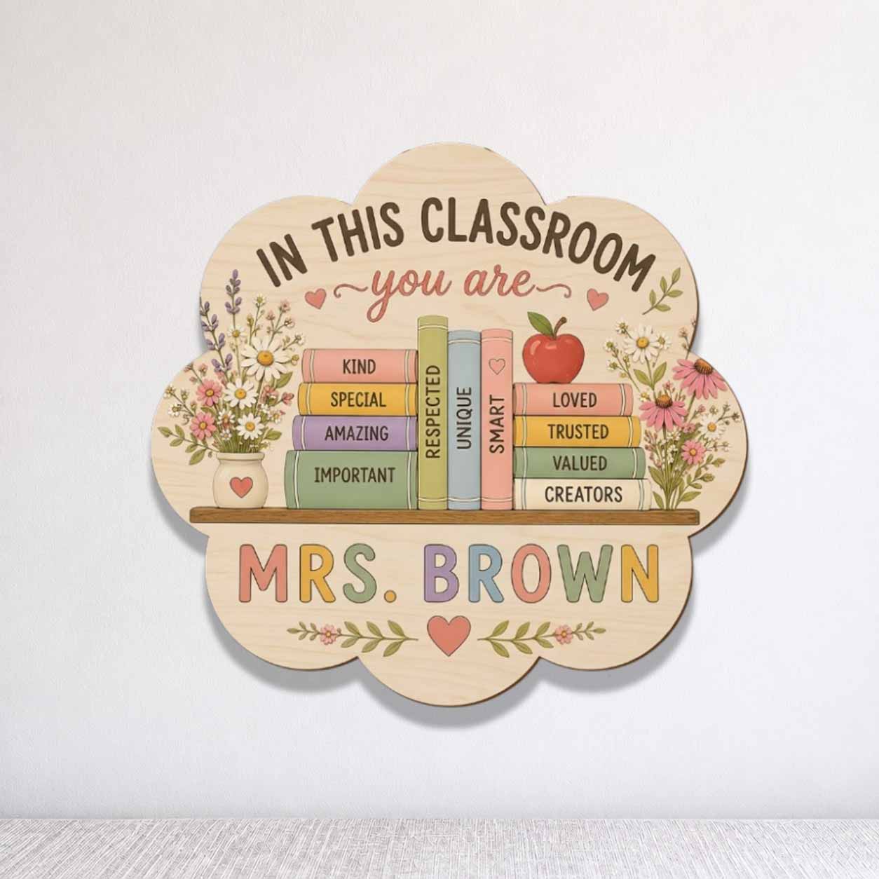 Personalized Teacher Name Wooden Sign Door Hanger In Classroom You Are Kind, Special Wooden Classroom Decor, Back to School Sign