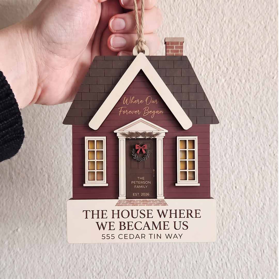First Christmas in Our New Home Personalized New Home Custom Name Date Address Wooden Christmas