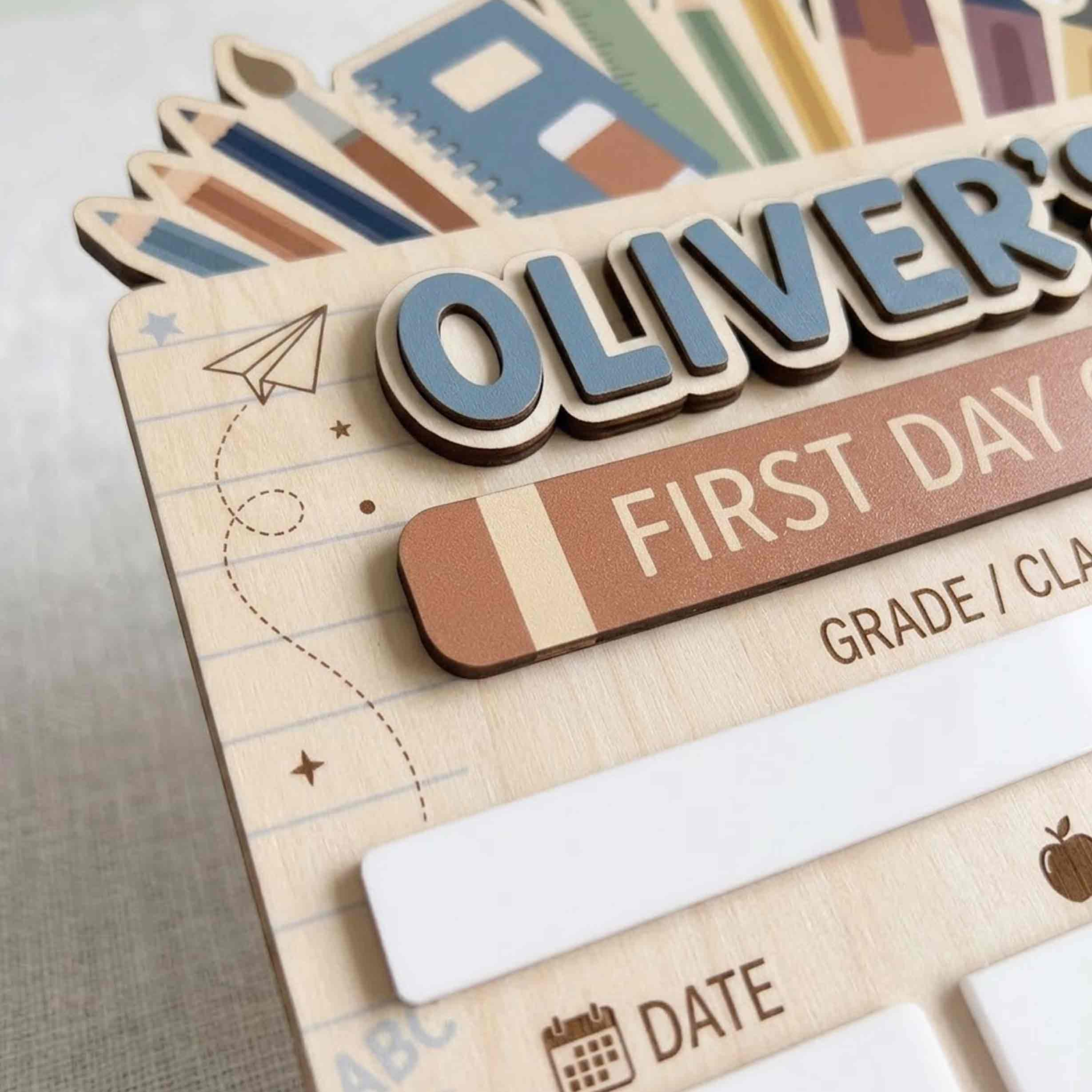 Personalized Stationery Bundle First & Last Day School Sign, Reusable Dry Erase Board, Back to School Sign