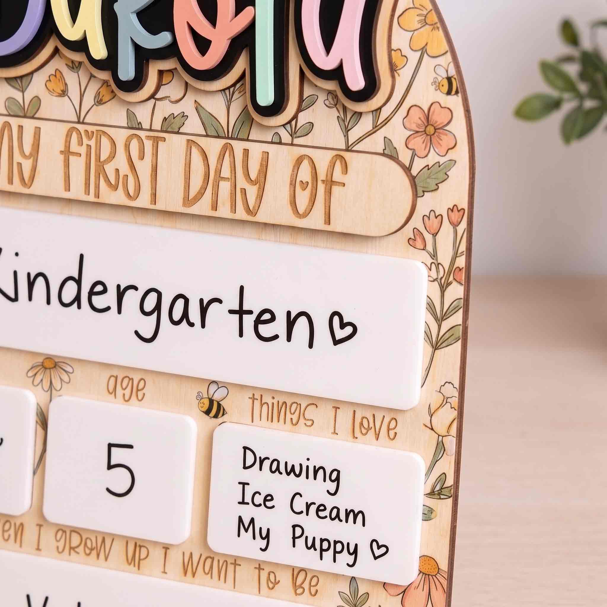 Personalized Cottage Garden First & Last Day School Sign, Reusable Dry Erase Board, Back to School Sign