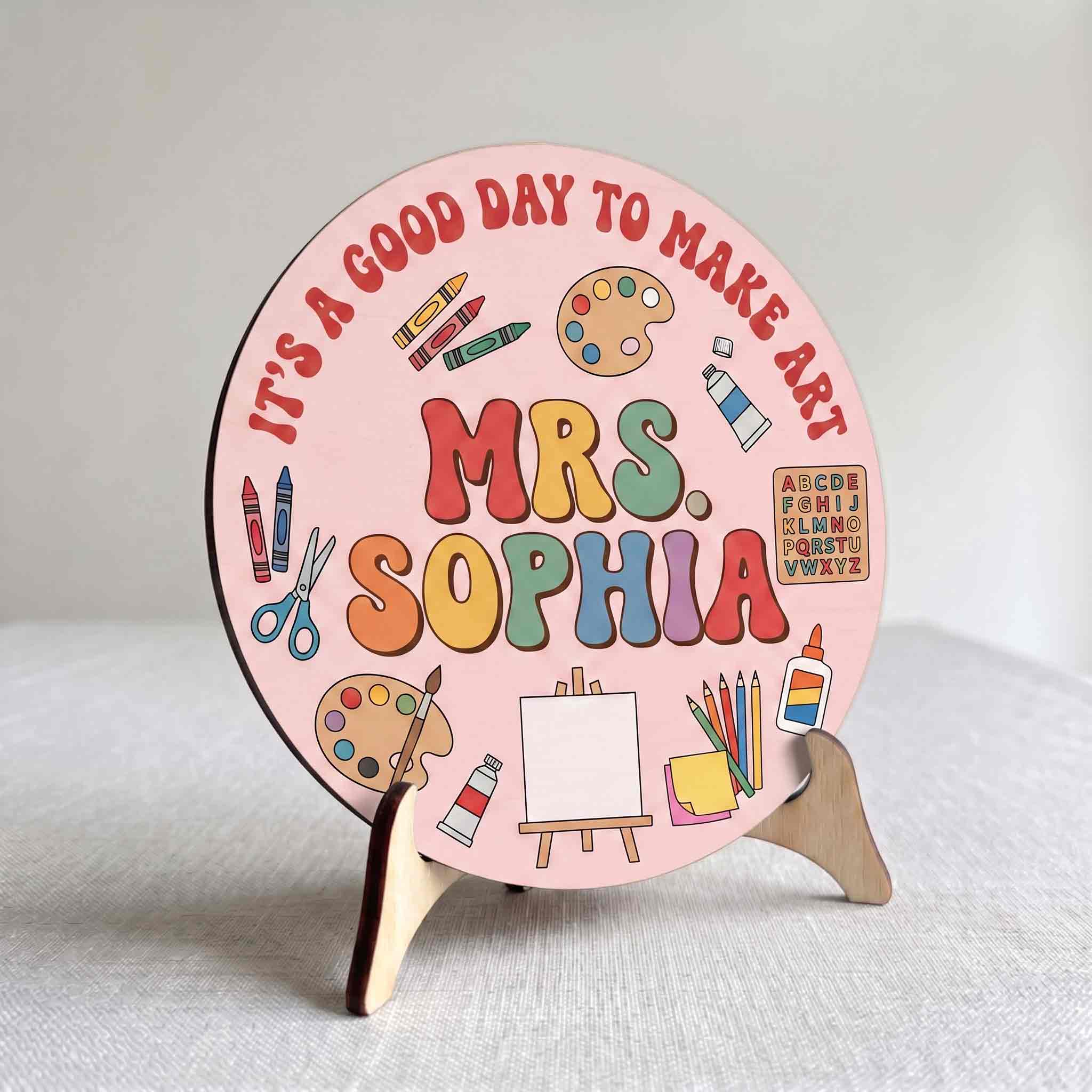 Personalized Art Teacher Classroom Wooden School Sign, Custom It's A Good Day To Make Art Teacher Door Hanger, Back to School Classroom Decor Gift