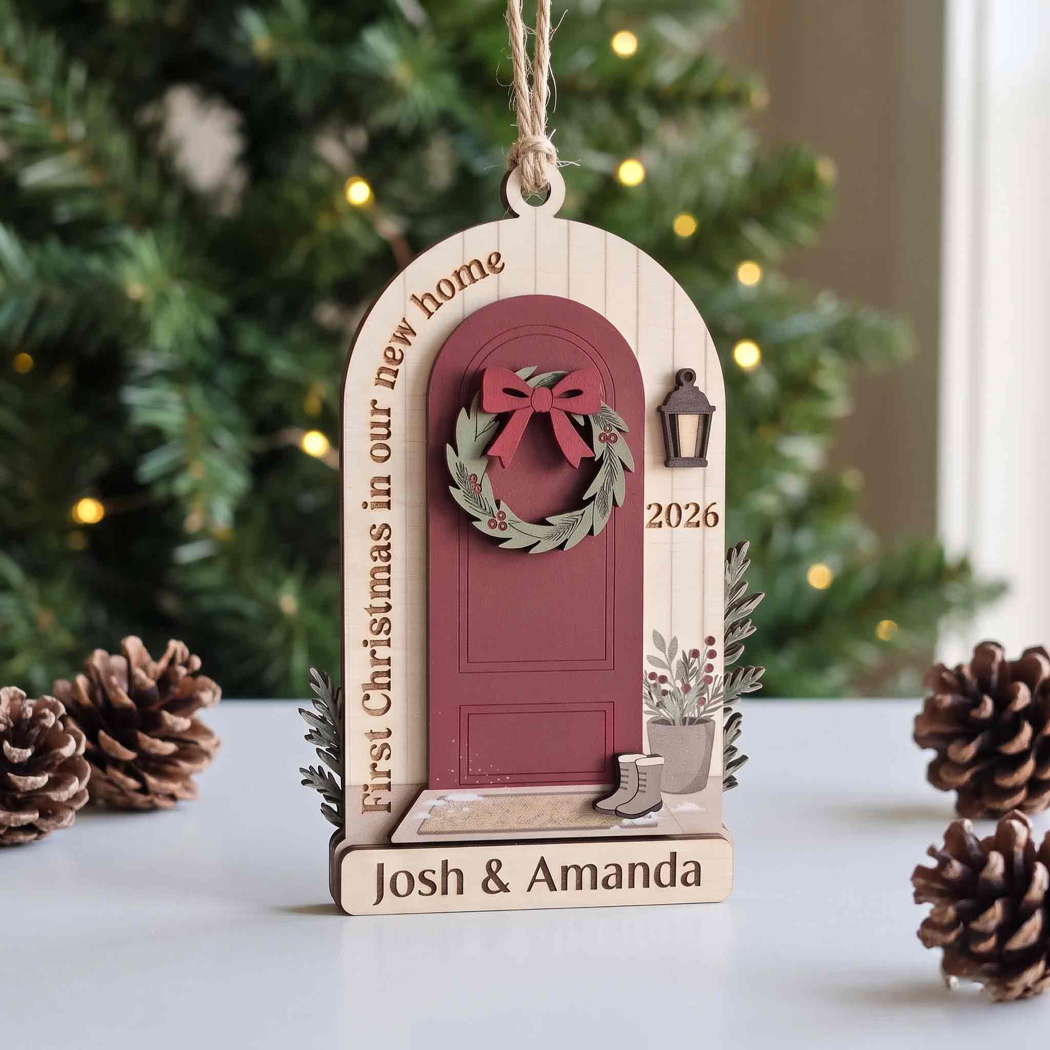 First Christmas in Our New Home Personalized New Home Custom Name Date Wooden Christmas