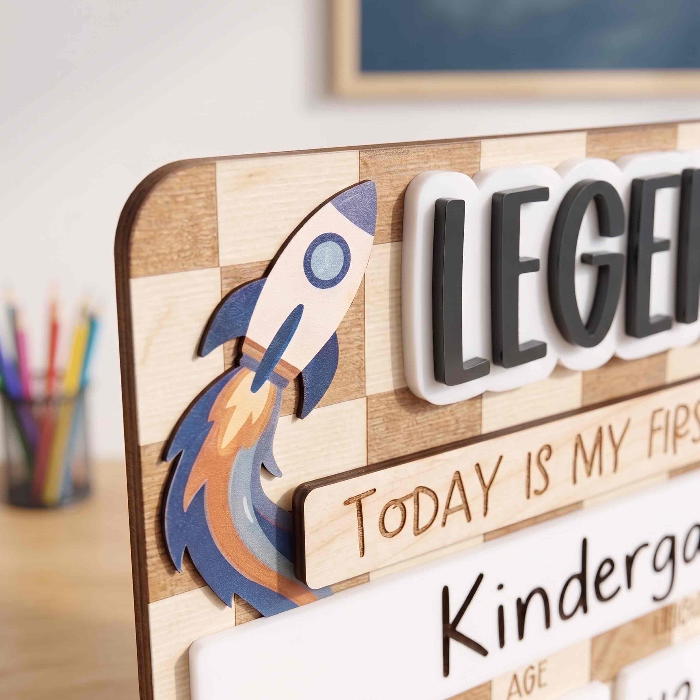 Personalized Rocket Explorer First & Last Day School Board, Reusable Dry Erase Board, Back to School Sign