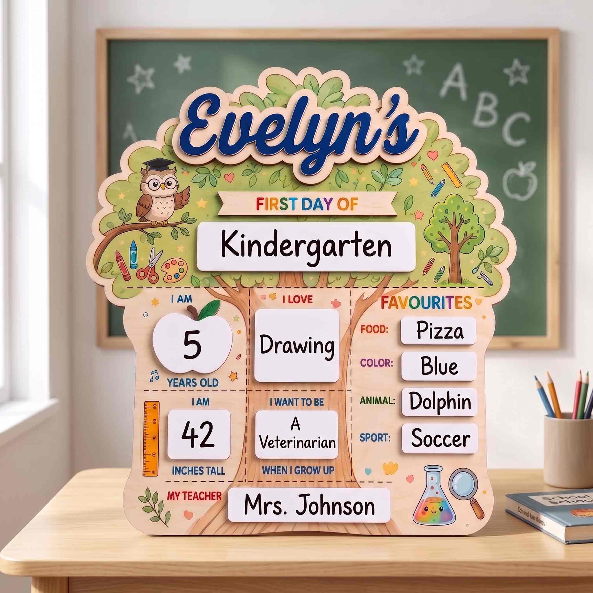 Personalized Classroom Tree First & Last Day School Board, Reusable Dry Erase Board, Back to School Sign