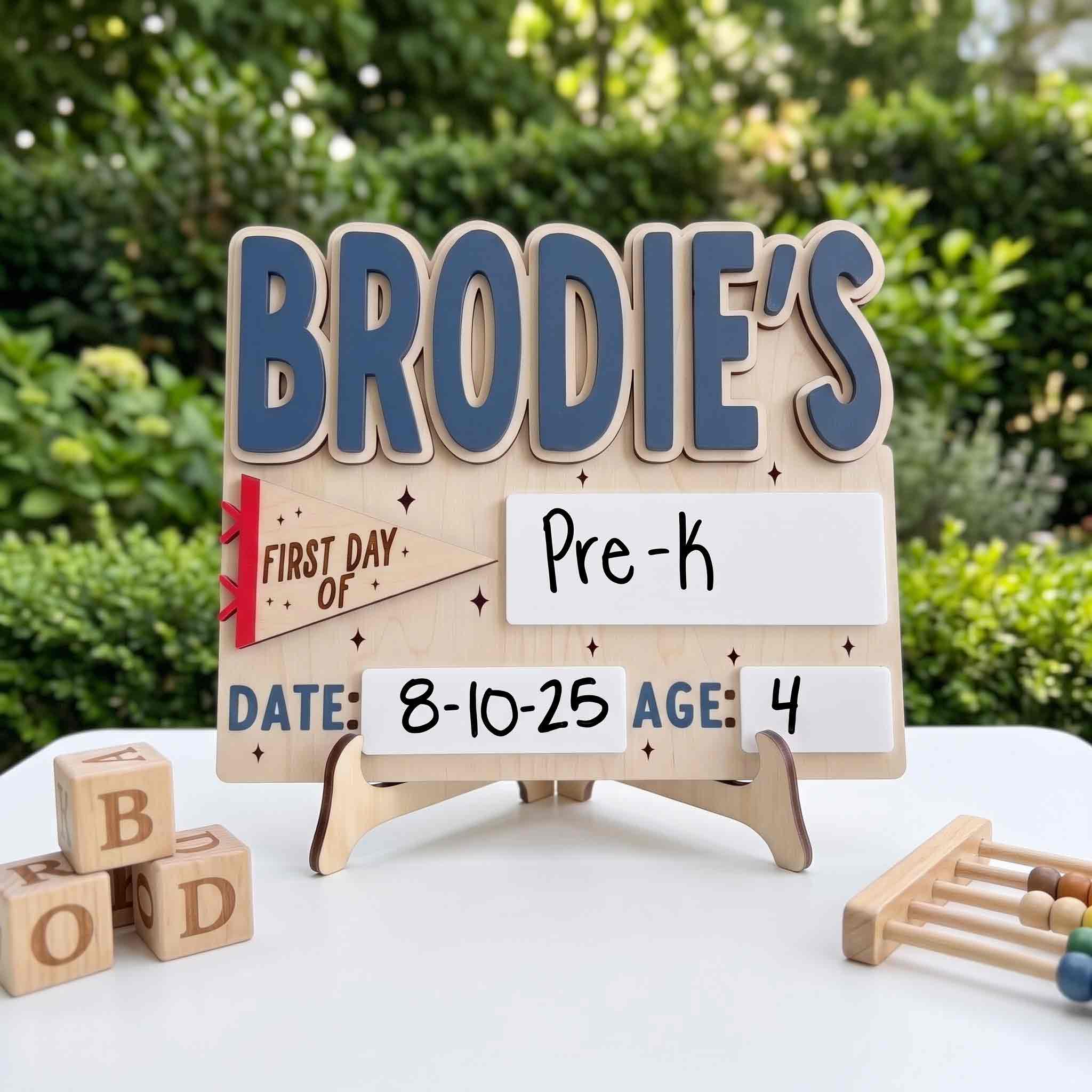 Personalized Classic Collegiate First & Last Day School Sign, Reusable Dry Erase Board, Back to School Sign