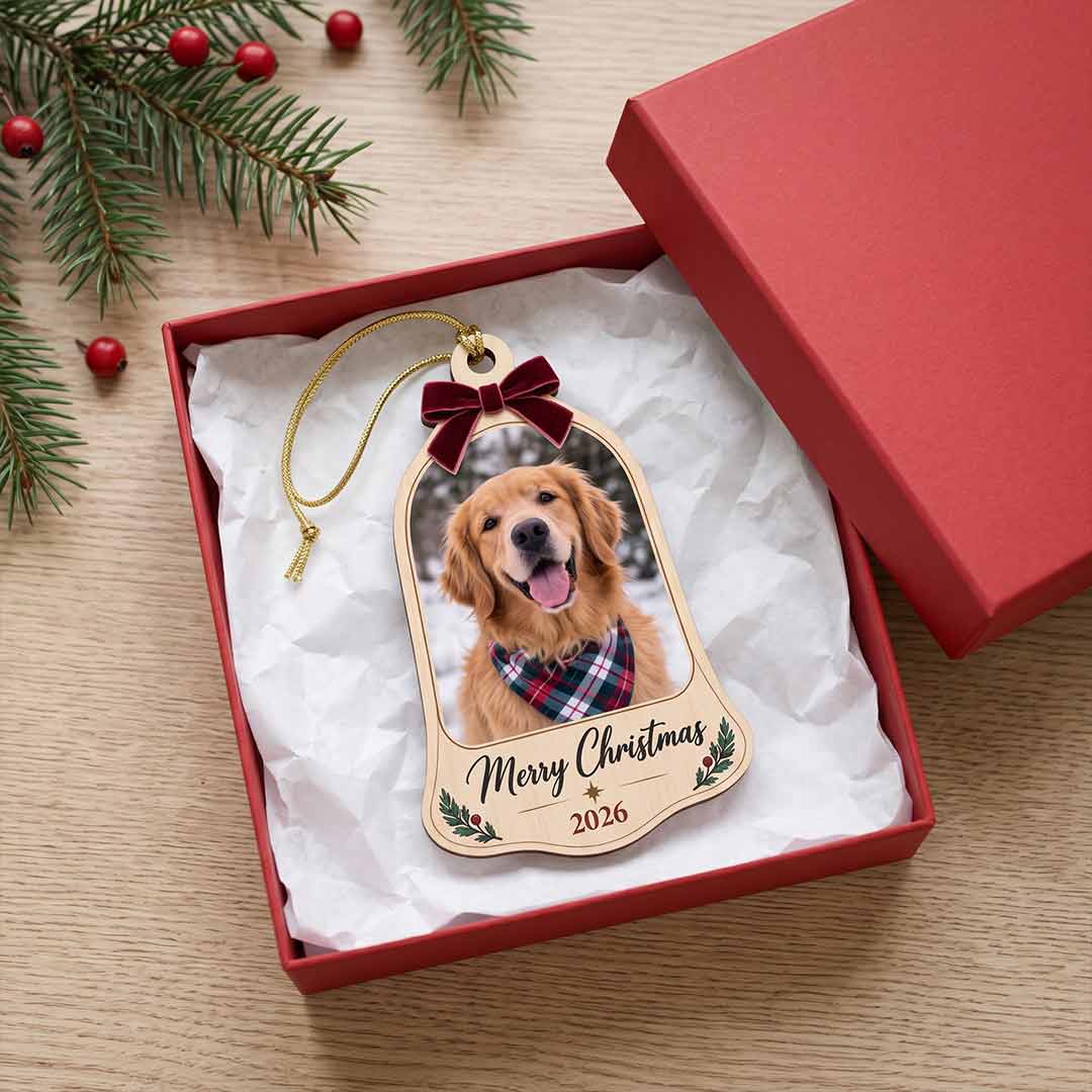 Family Christmas Polaroid Photo Collage Personalized Custom Name Date Photo Family 1-Layer Wooden Christmas Ornament for Family Members Gift