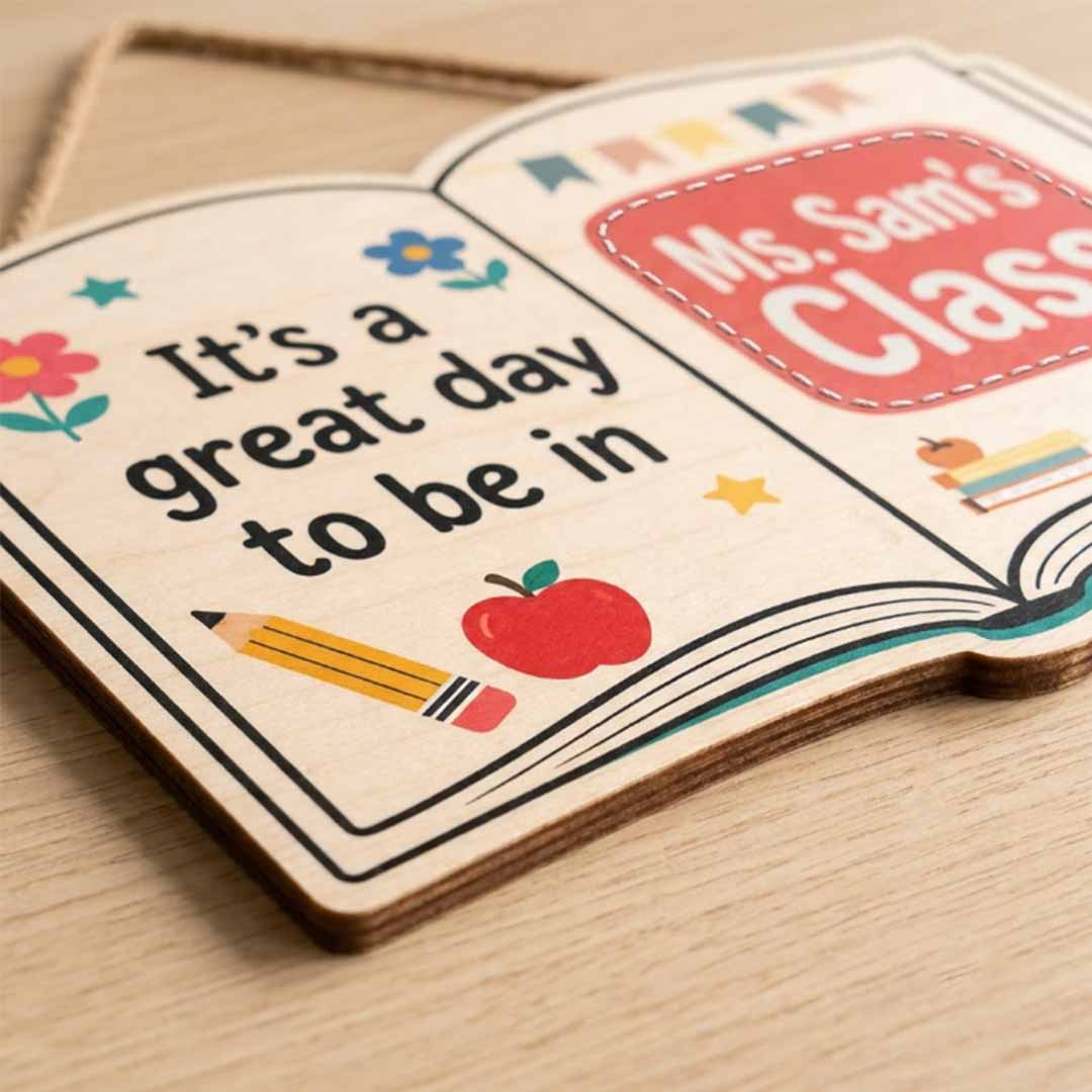 Personalized Teacher Name Wooden Sign Door Hanger It's A Great Day To Be In Class Wooden Classroom Decor, Back to School Sign