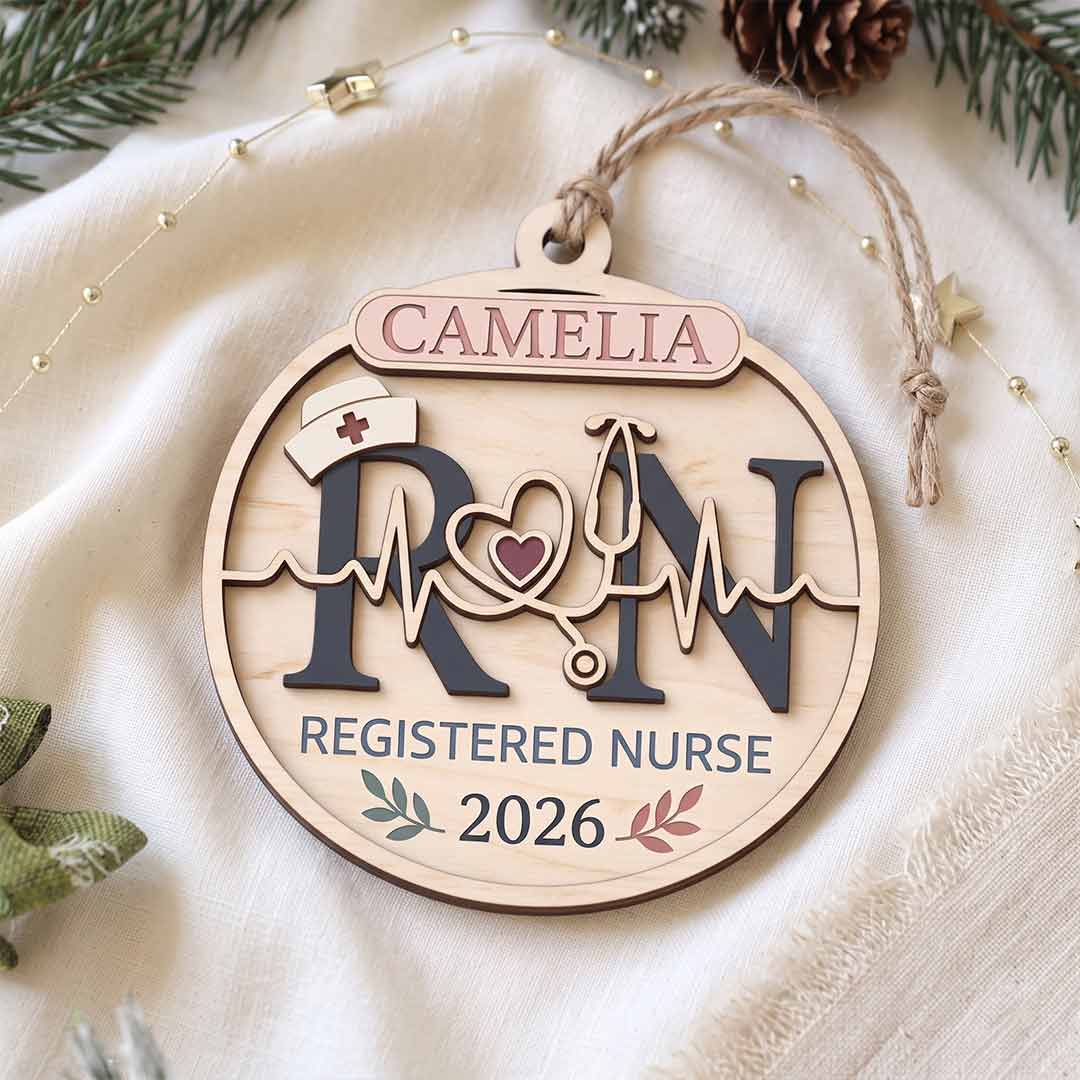 Nurse Graduation Personalized Nurse Custom Name Date Nurse Appreciation Wooden Christmas Ornament