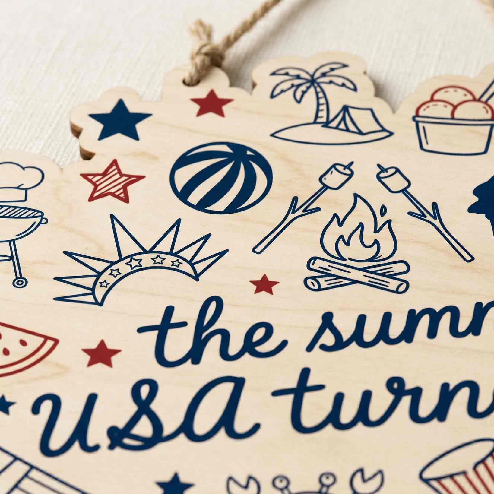 The Summer USA Turned 250 Wooden Sign Patriotic Decor