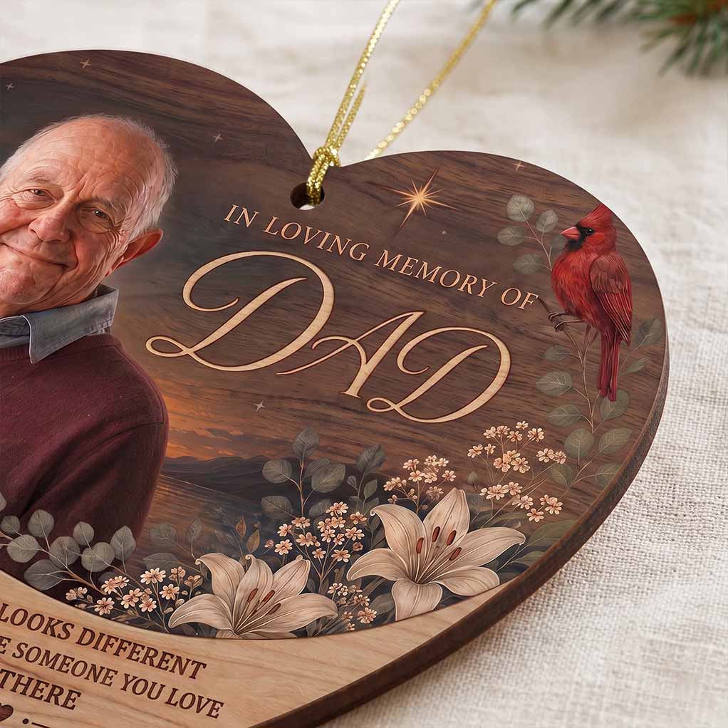 The Sky Looks Different When You Have Someone You Love Up There Personalized Custom Name Date Photo Memorial 1-Layer Wooden Christmas Ornament for Loss of Loved One