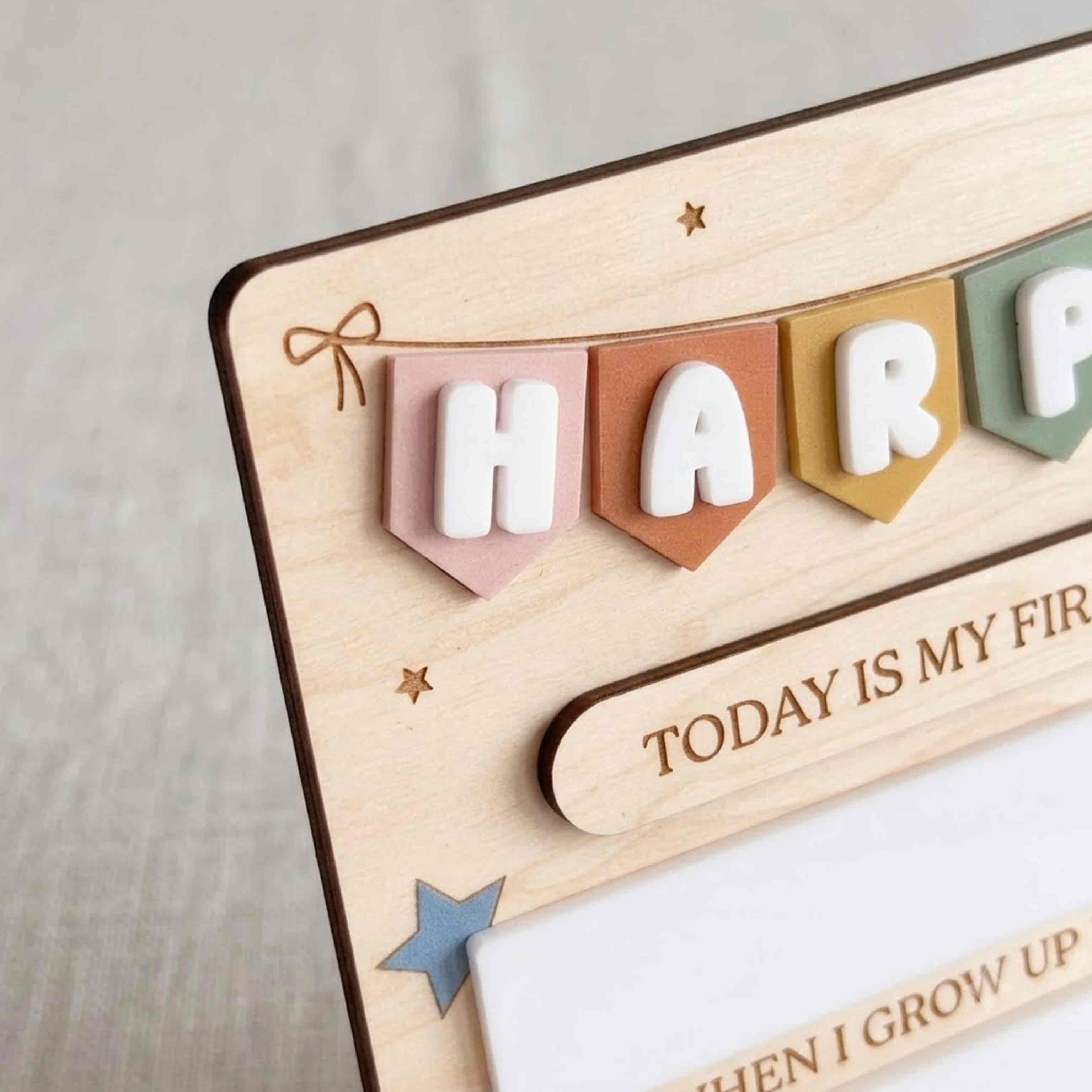 Personalized Pastel Pennant Banner First & Last Day School Sign, Reusable Dry Erase Board, Back to School Sign