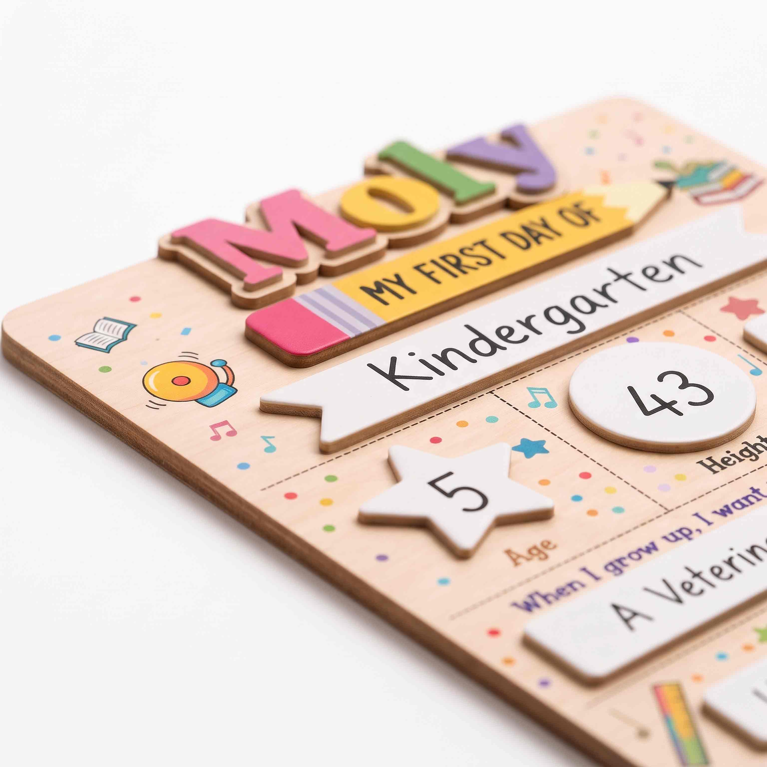 Personalized Playful School Icons First & Last Day School Sign, Reusable Dry Erase Board, Back to School Sign