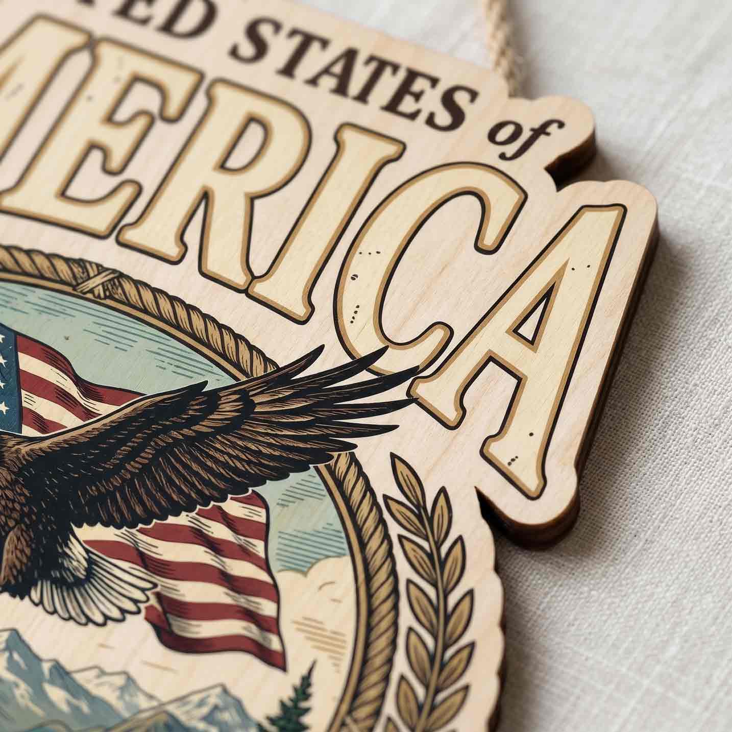 United States of America 250 Years of Freedom 1776-2026 Bald Eagle American Flag Patriotic Wooden Sign
