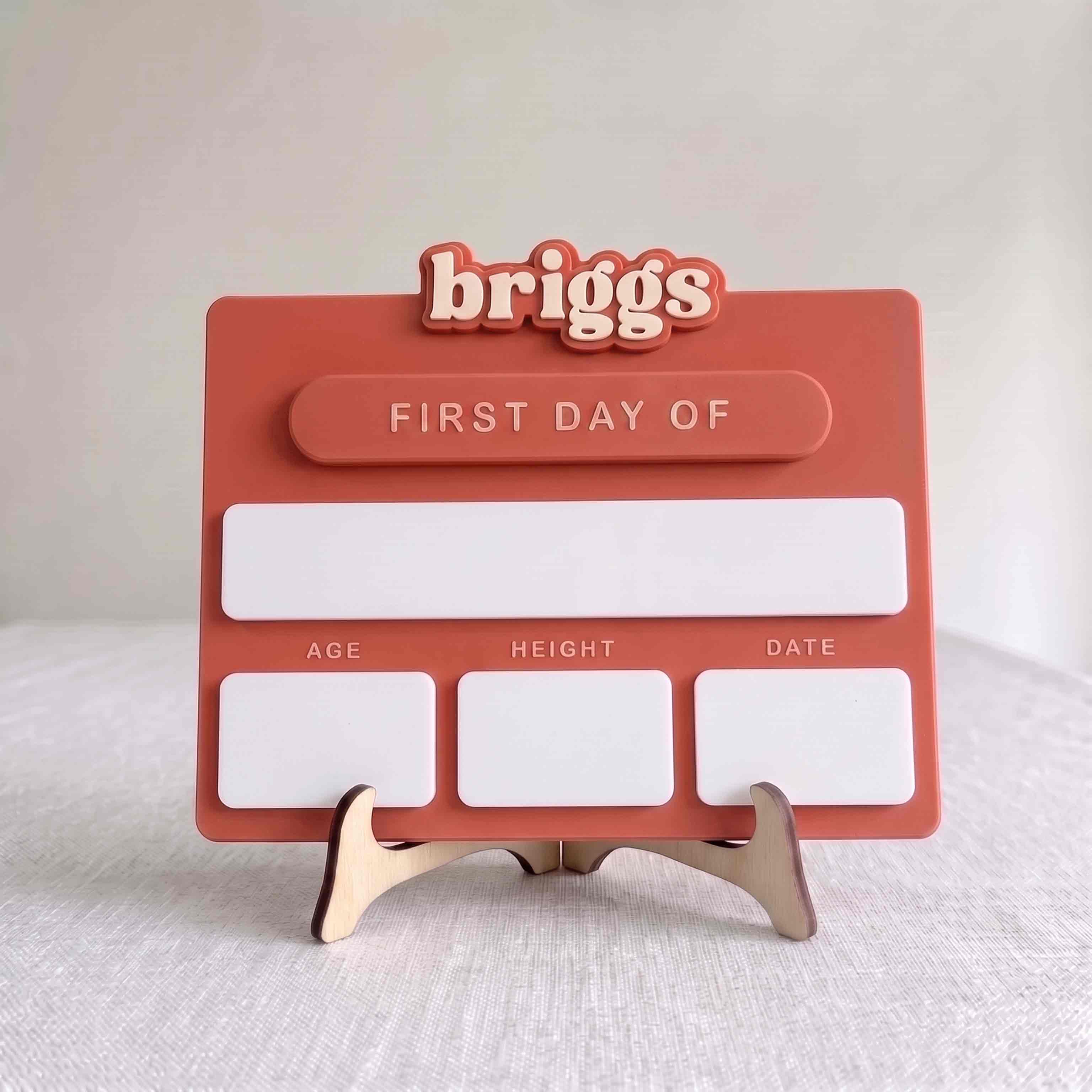 Personalized Minimal First Day School Board, Reusable Dry Erase Board, Back to School Sign