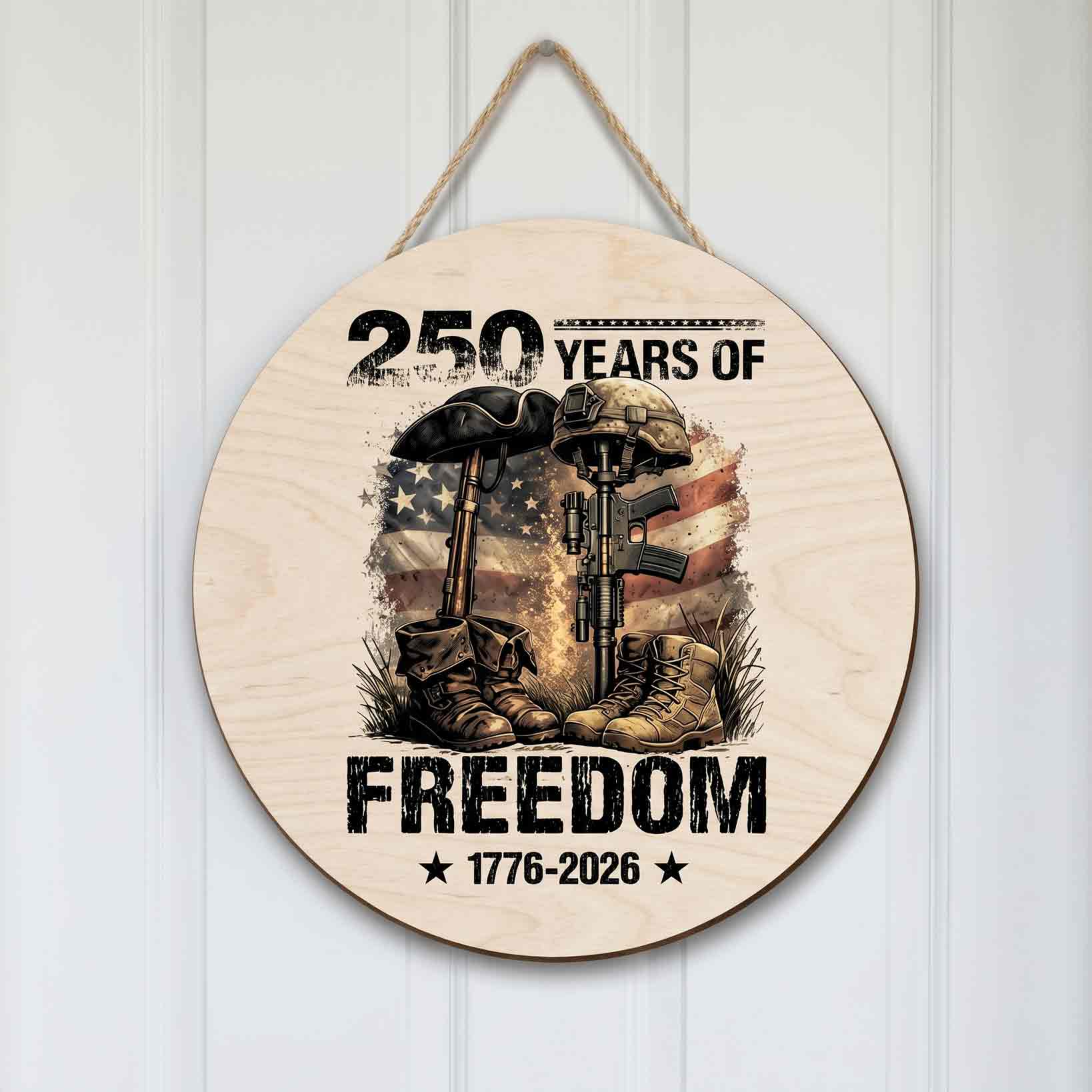 Patriotic America 250 Wooden Sign Military Freedom Memorial Decor