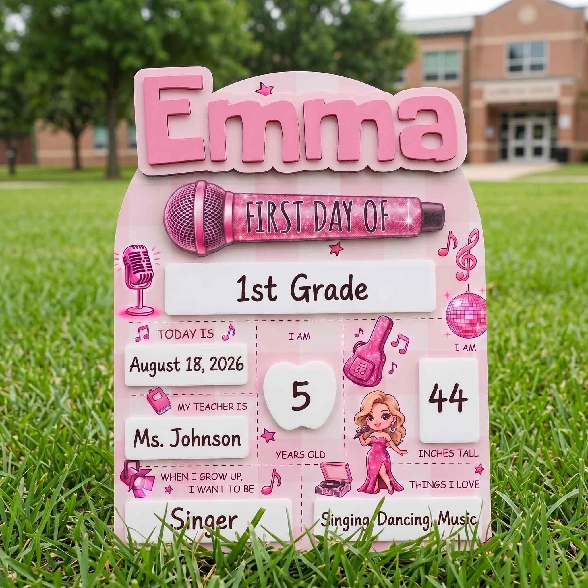 Personalized Music Theme First Day School Board, Reusable Dry Erase Board, Back to School Sign
