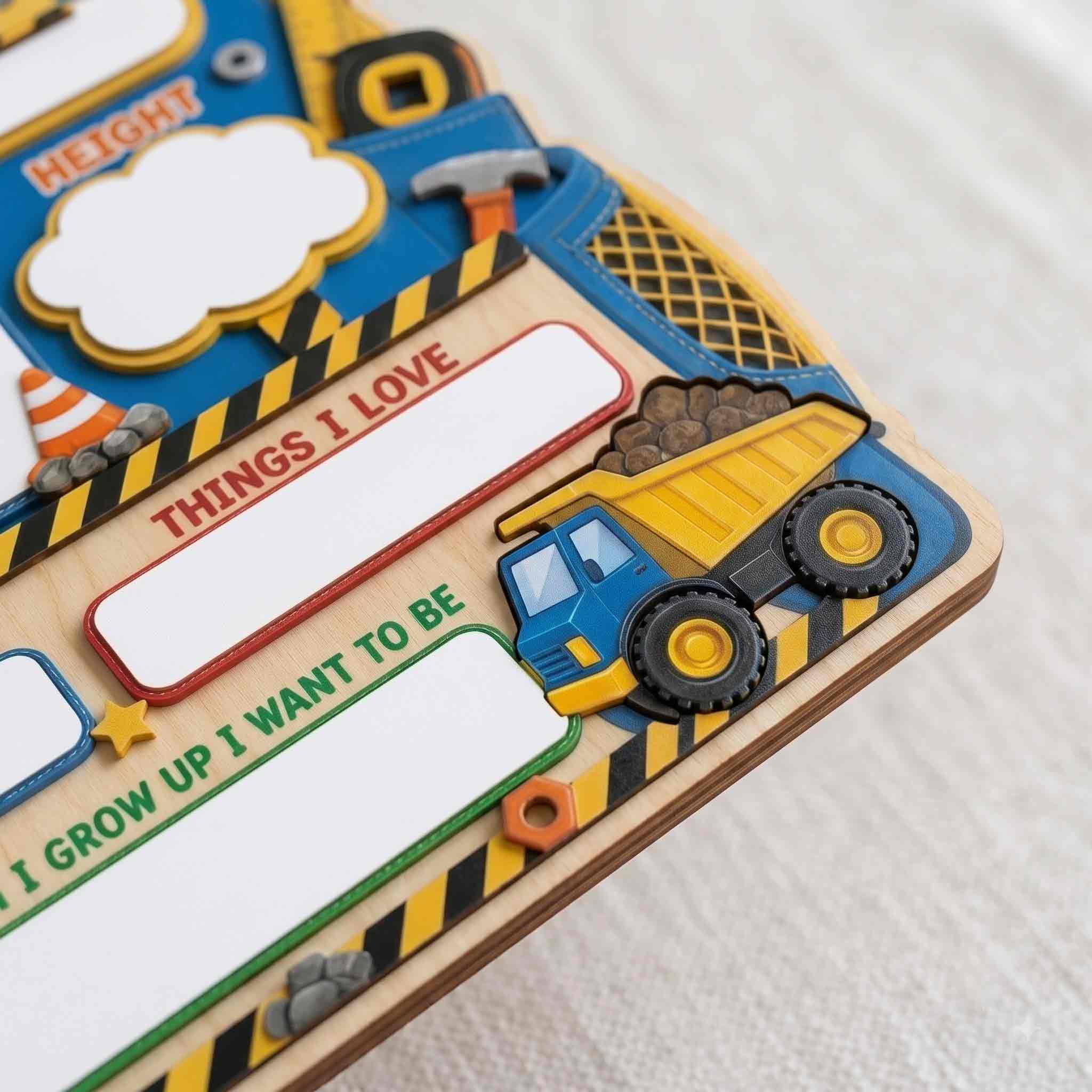 Personalized Little Builder Adventure First & Last Day School Sign, Reusable Dry Erase Board, Back to School Sign