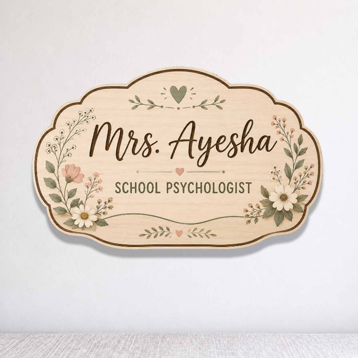Personalized Teacher Name Wooden Sign Door Hanger School Psychologist Room Sign  Wooden Classroom Decor, Back to School Sign