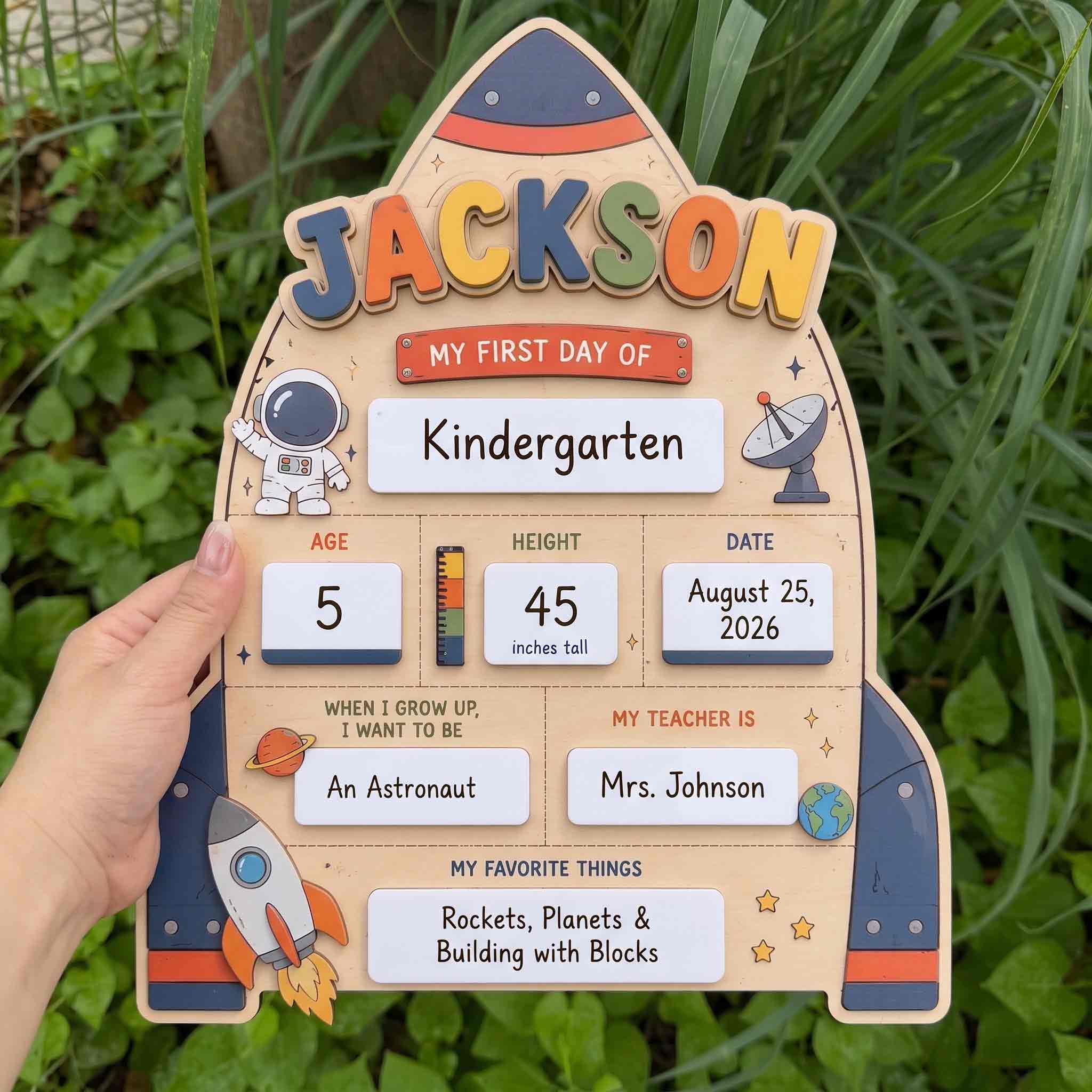 Personalized Space Explorer Theme First & Last Day School Sign, Reusable Dry Erase Board, Back to School Sign
