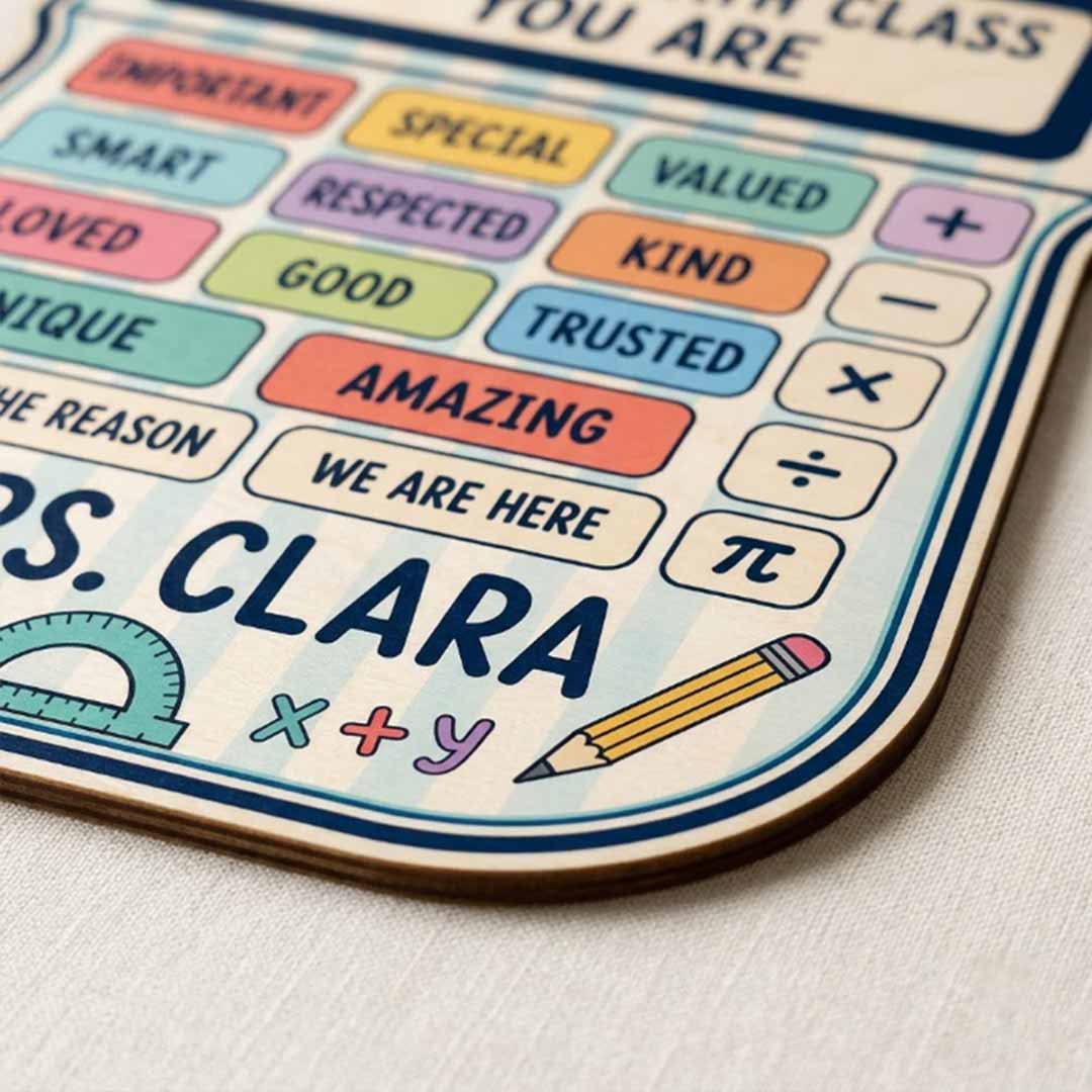 Personalized Teacher Name Wooden Sign Door Hanger Rules In The Math Class Wooden Classroom Decor, Back to School Sign