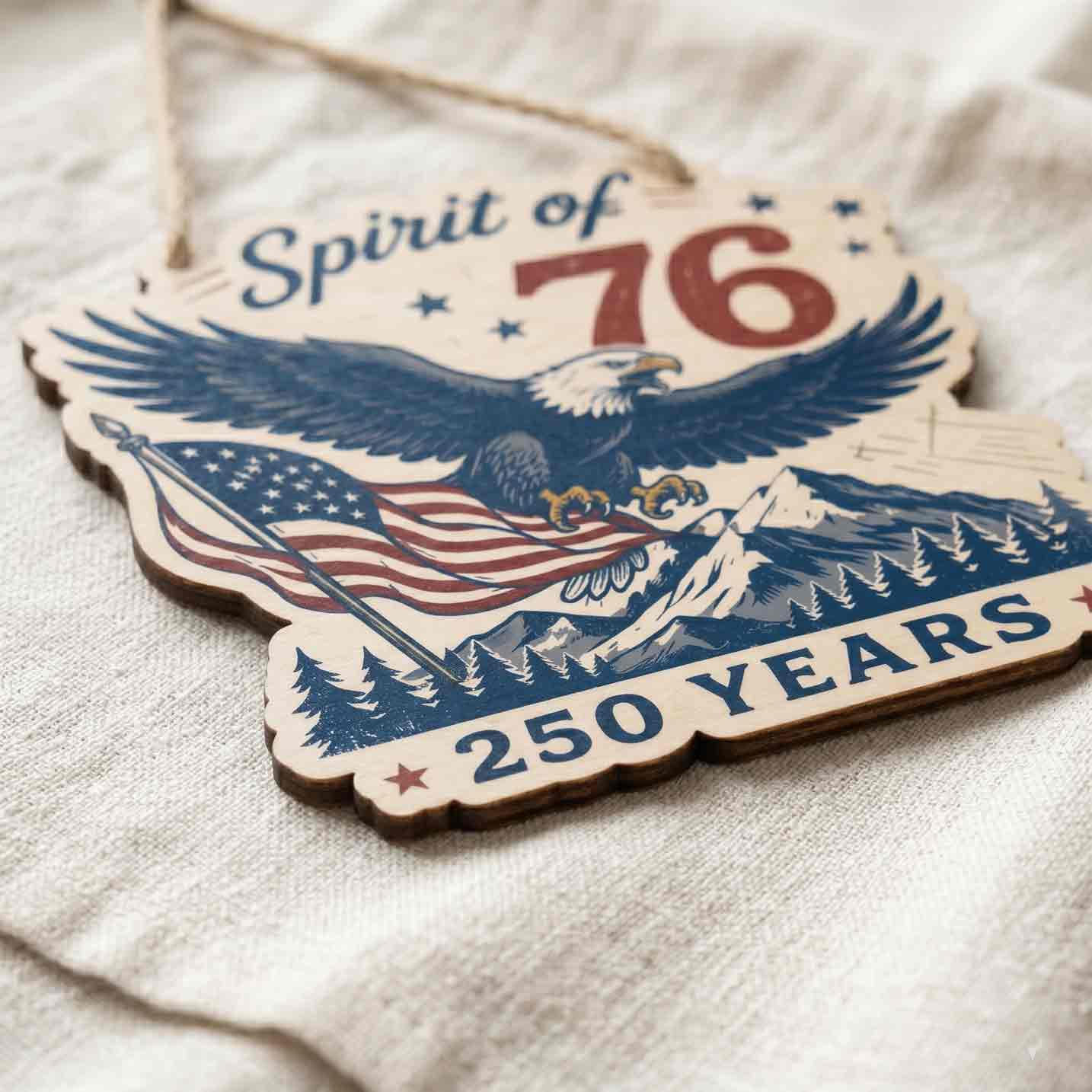 Spirit of 76 Wooden Sign America 250 Years Patriotic Decor