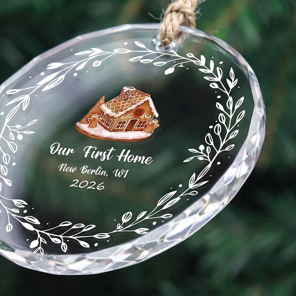 Our First Christmas Home 2026 Housewarming Custom Date Address New Home Round Glass Ornament