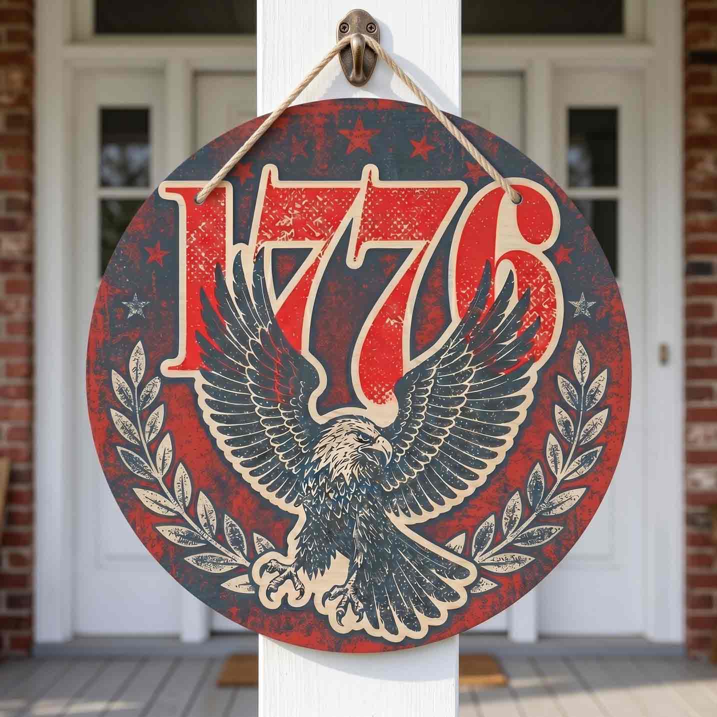 1776 American Eagle Patriotic Wooden Sign
