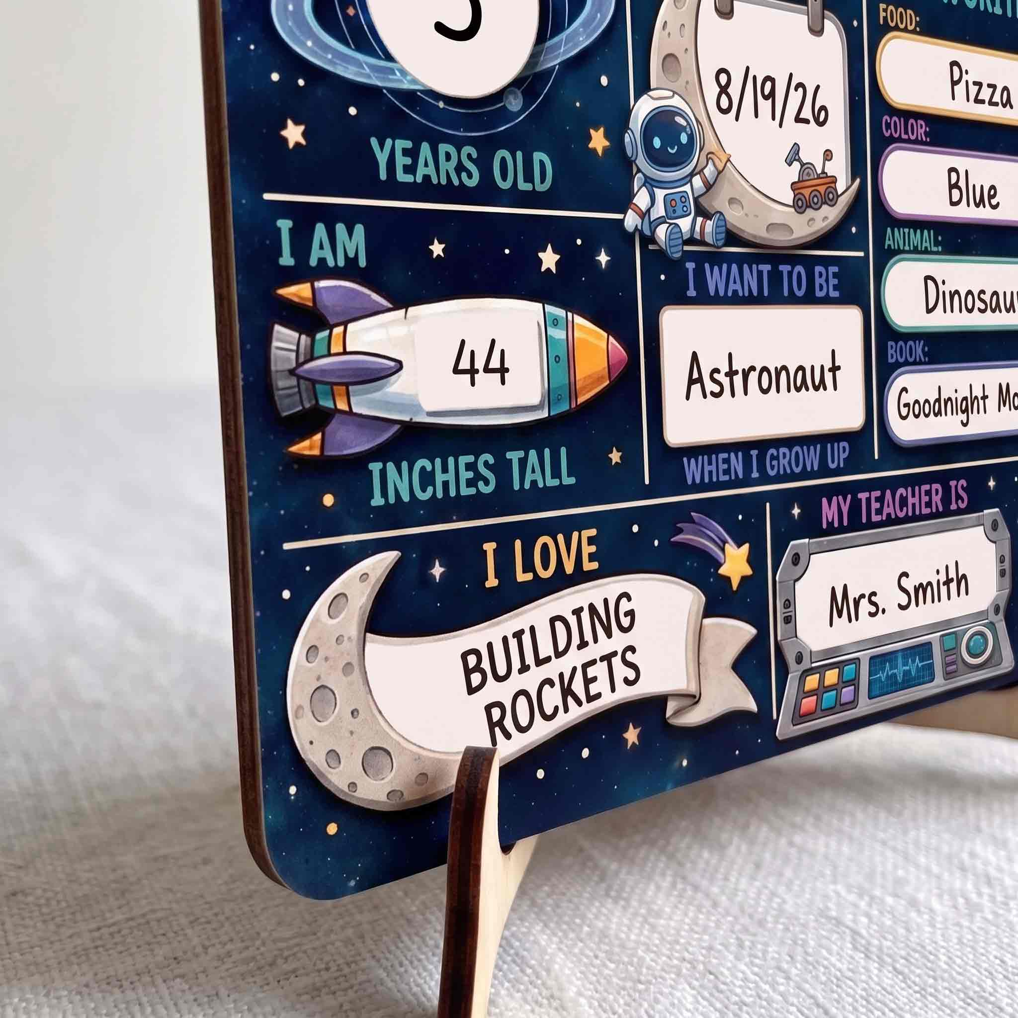 Personalized Astronaut First Day School Board, Reusable Dry Erase Board, Back to School Sign