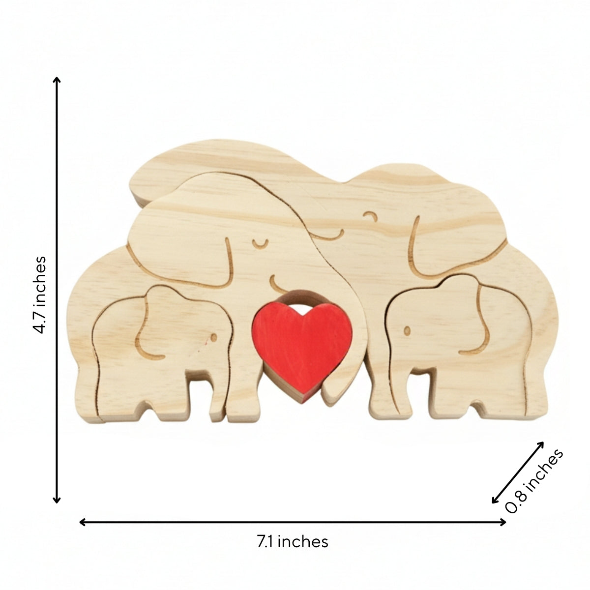Personalized Elephant Family 4 Puzzle Custom Wooden Puzzle