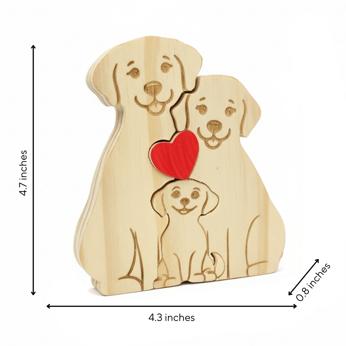 Personalized Dog Family 3 Puzzle Custom Wooden Puzzle