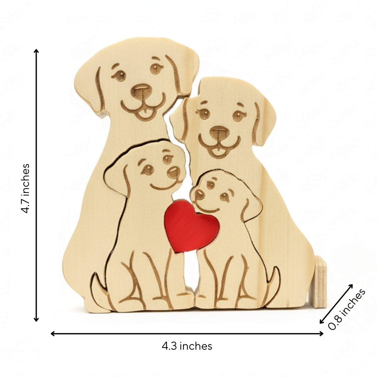 Personalized Dog Family 4 Puzzle Custom Wooden Puzzle