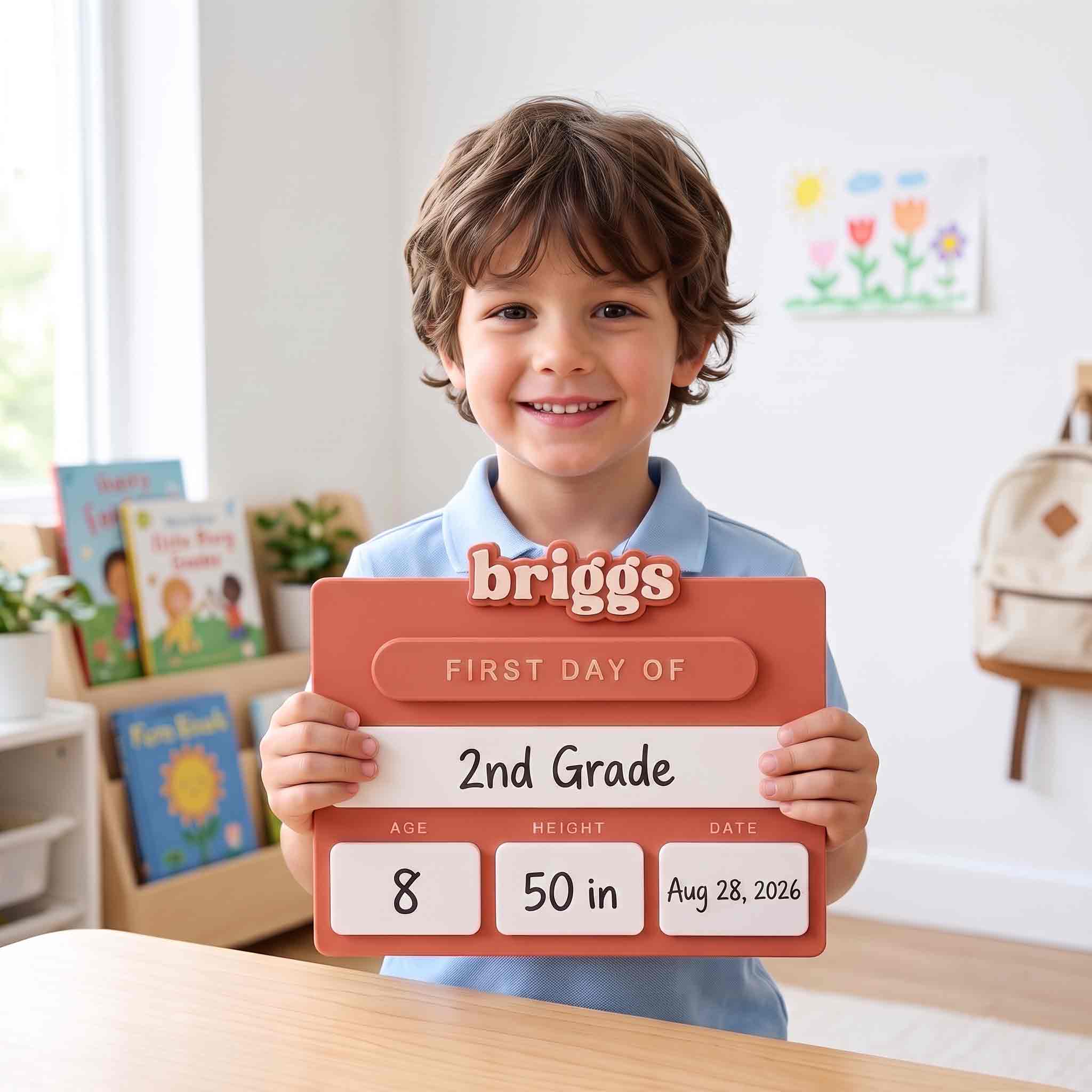 Personalized Minimal First Day School Board, Reusable Dry Erase Board, Back to School Sign