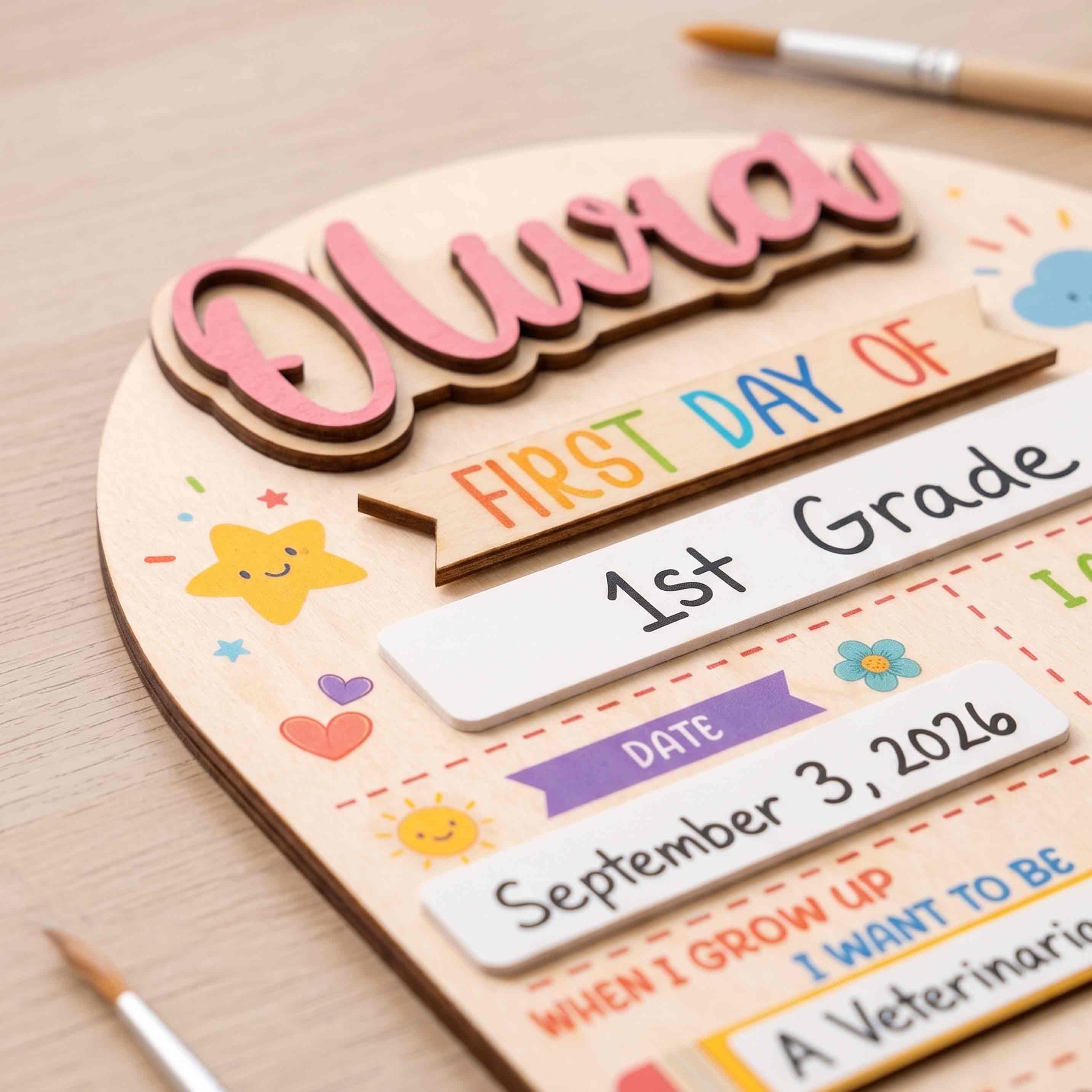 Personalized Happy Classroom First & Last Day School Board, Reusable Dry Erase Board, Back to School Sign