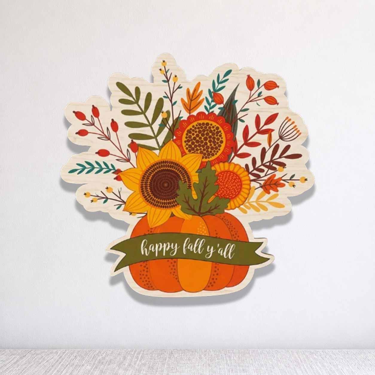 Fall Porch Decor, Pumpkins Vase Hello Fall Wooden Fall Door Hanger,  Front Door Sign, Farmhouse Fall Decor