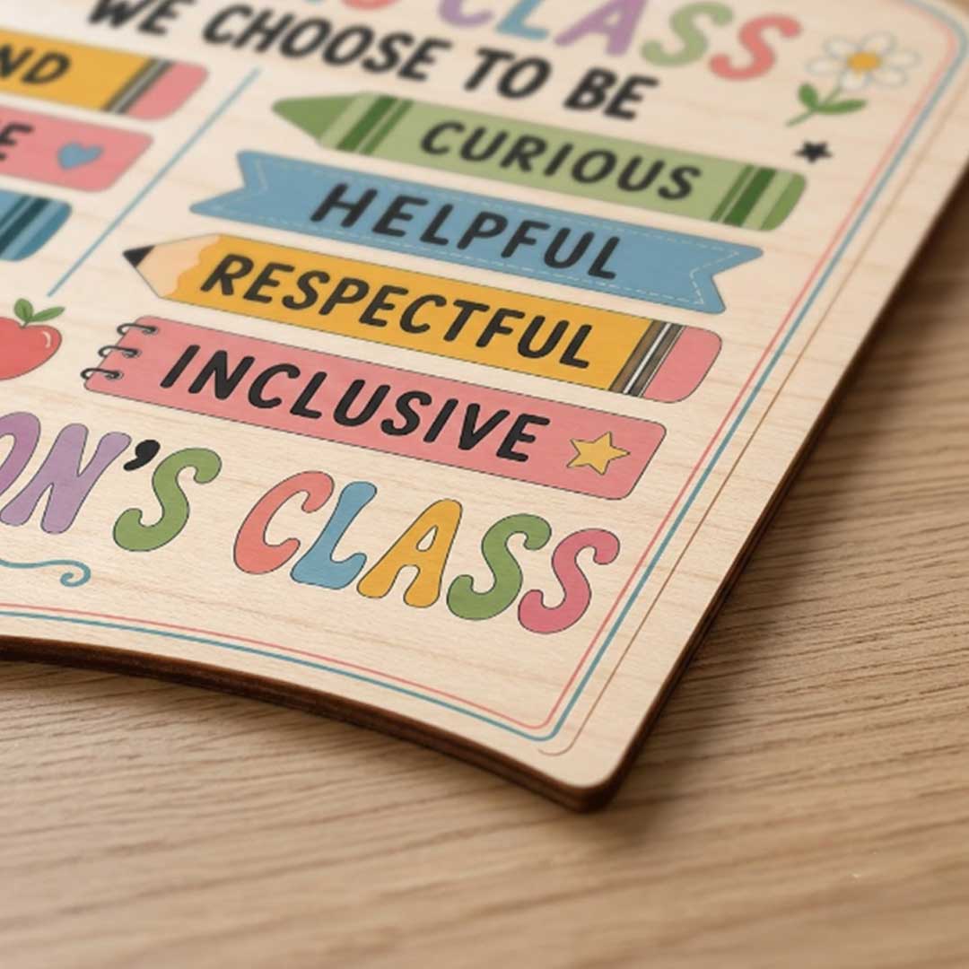 Personalized Teacher Name Wooden Sign Door Hanger In This Classroom We Choose To Be Wooden Classroom Decor, Back to School Sign