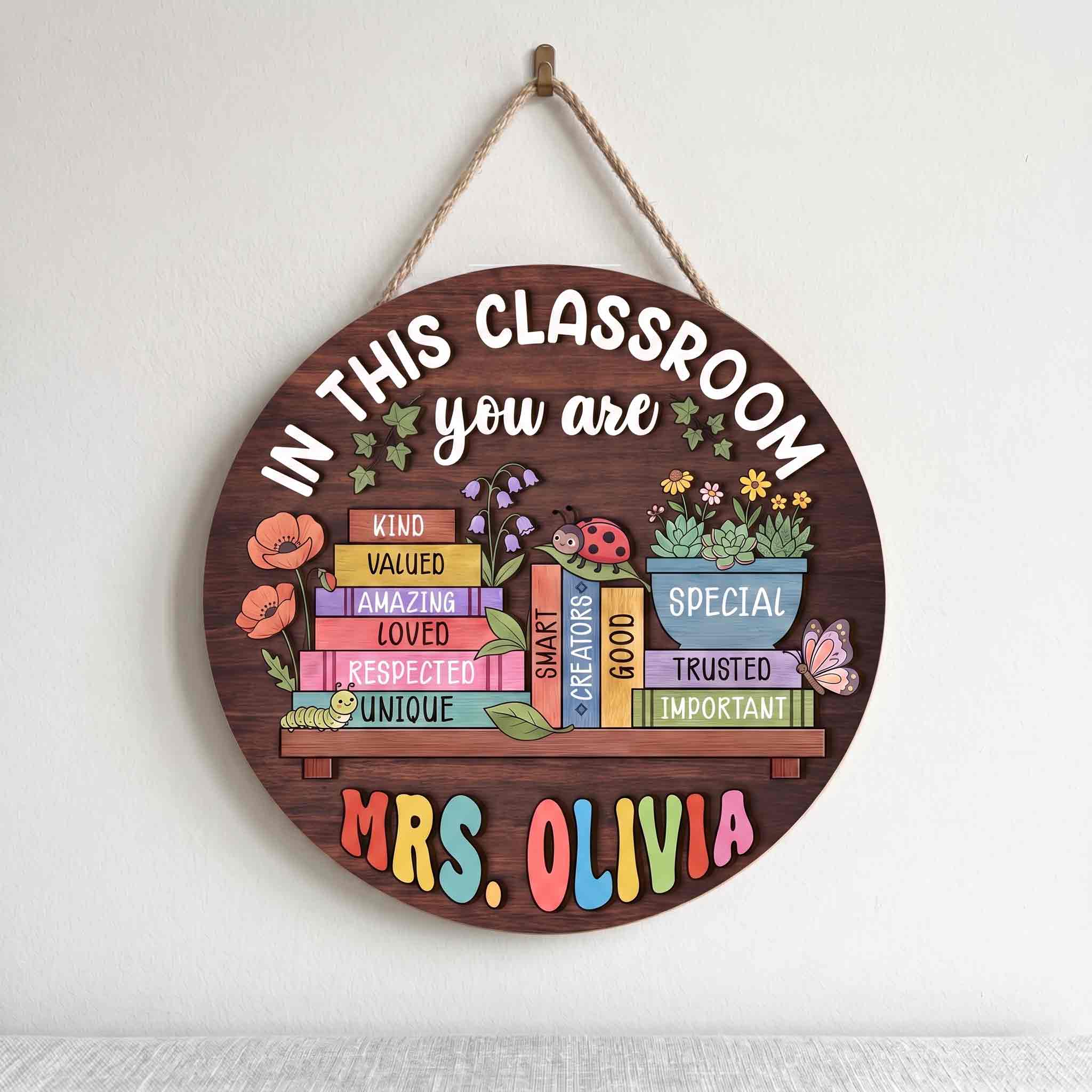 Personalized Teacher Name Classroom Door Hanger, In This Classroom You Are Wooden School Sign, Inspirational Classroom Decor