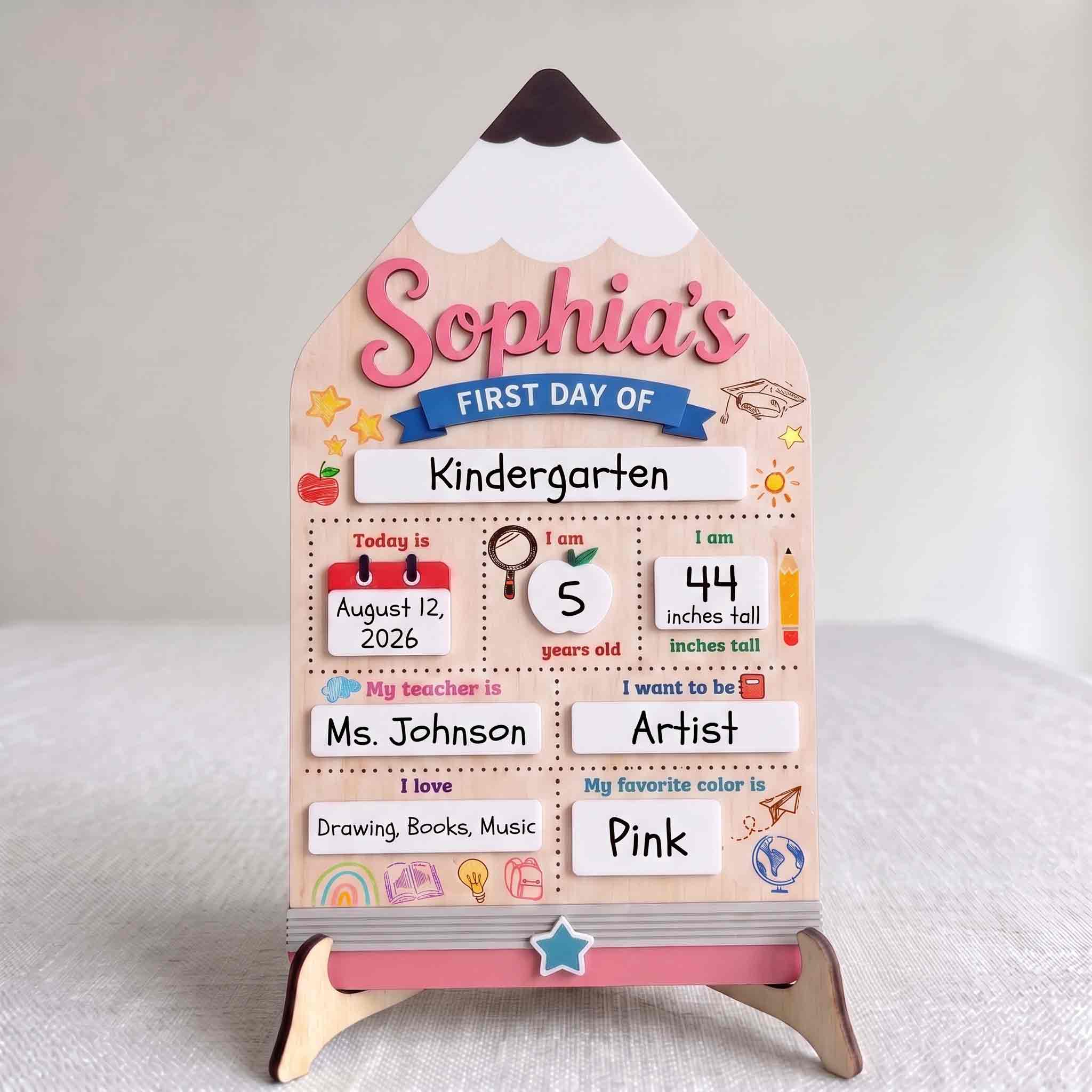 Personalized Giant Pencil First Day School Board, Reusable Dry Erase Board, Back to School Sign