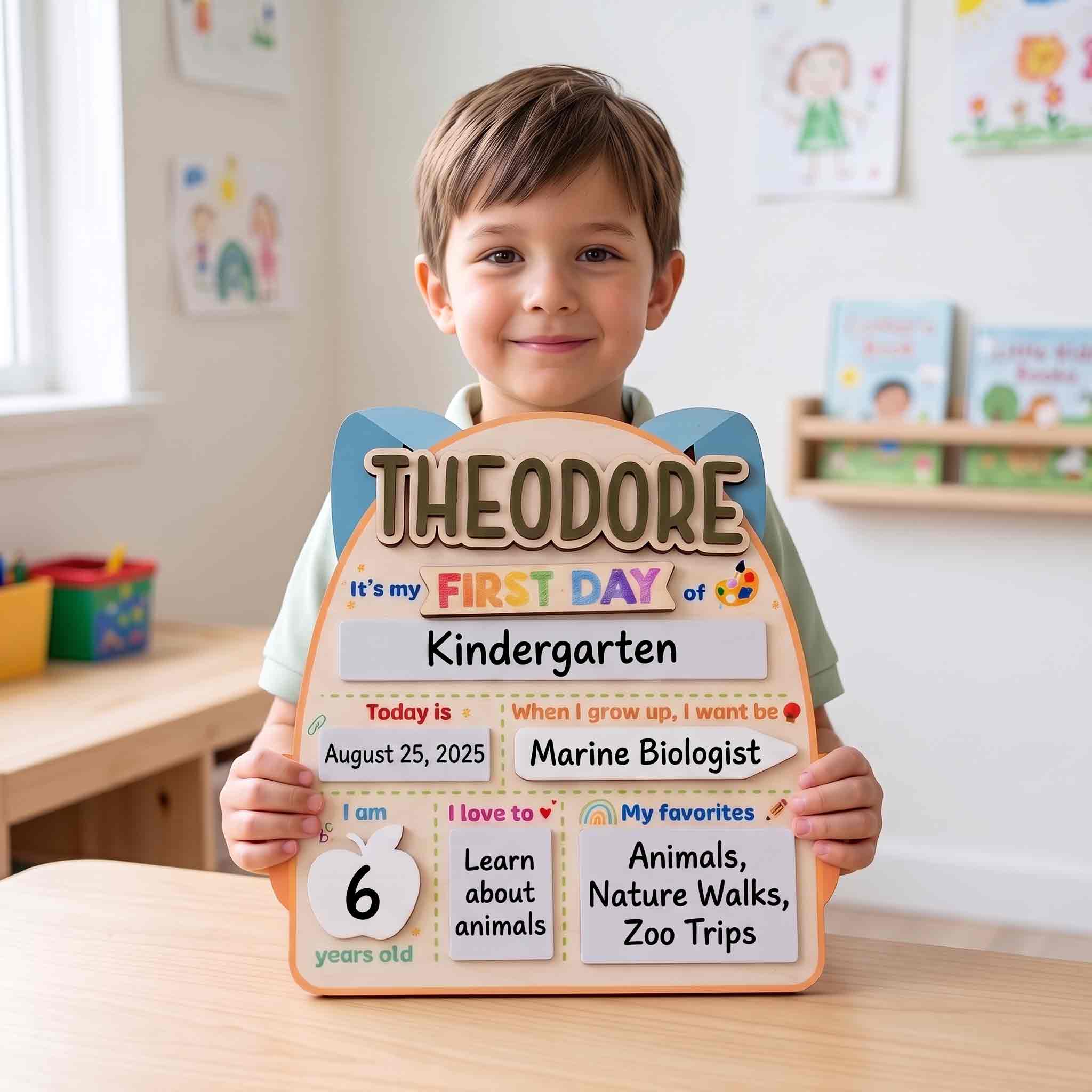 Personalized Backpack First Day School Board, Reusable Dry Erase Board, Back to School Sign