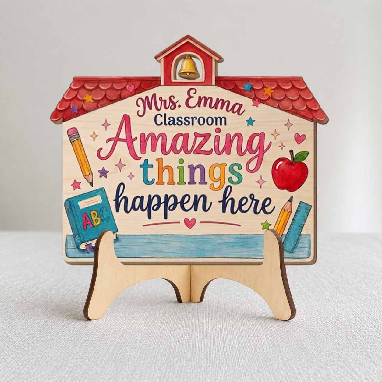 Personalized Teacher Name Wooden Sign Door Hanger Unique Welcome Classroom  Wooden Classroom Decor, Back to School Sign