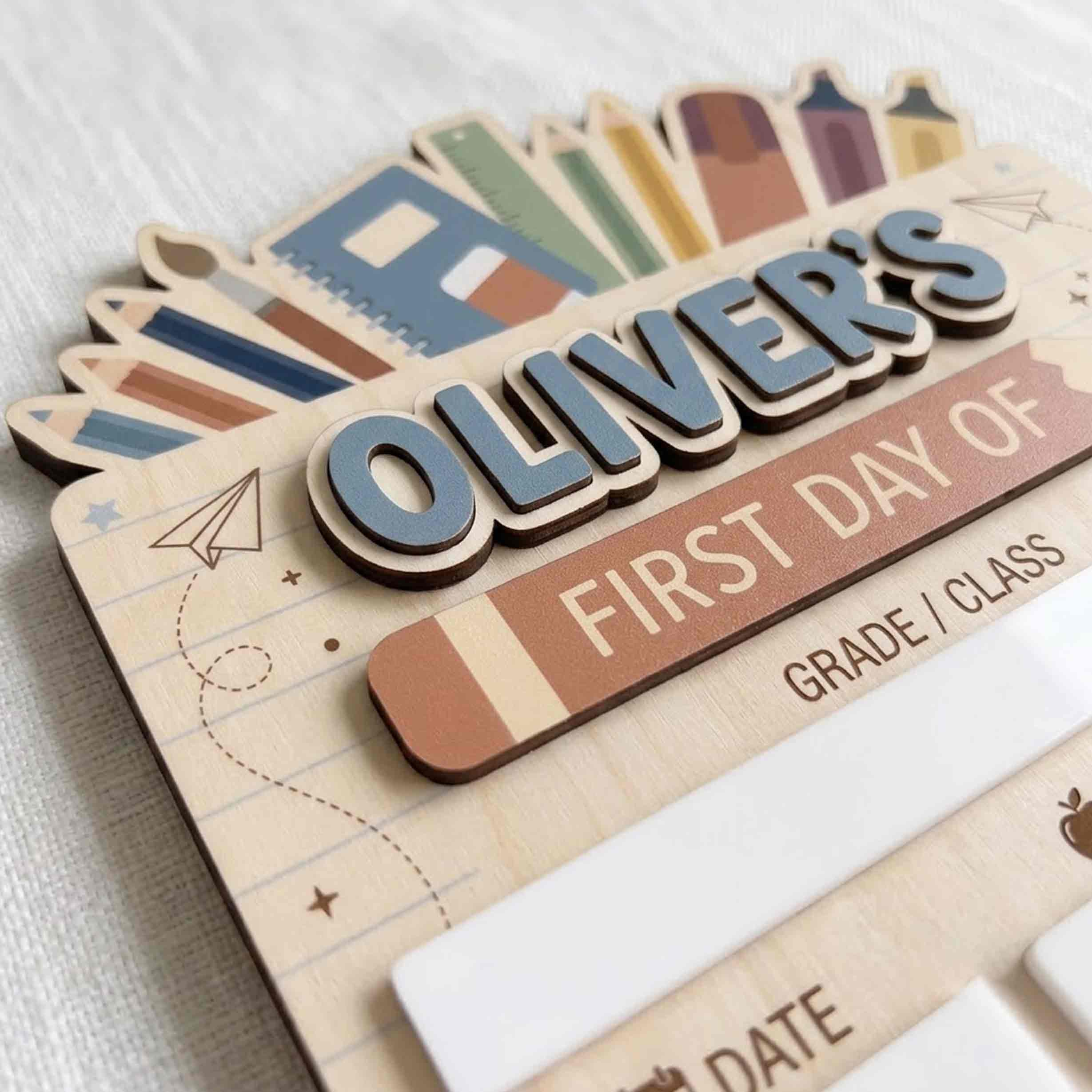 Personalized Stationery Bundle First & Last Day School Sign, Reusable Dry Erase Board, Back to School Sign