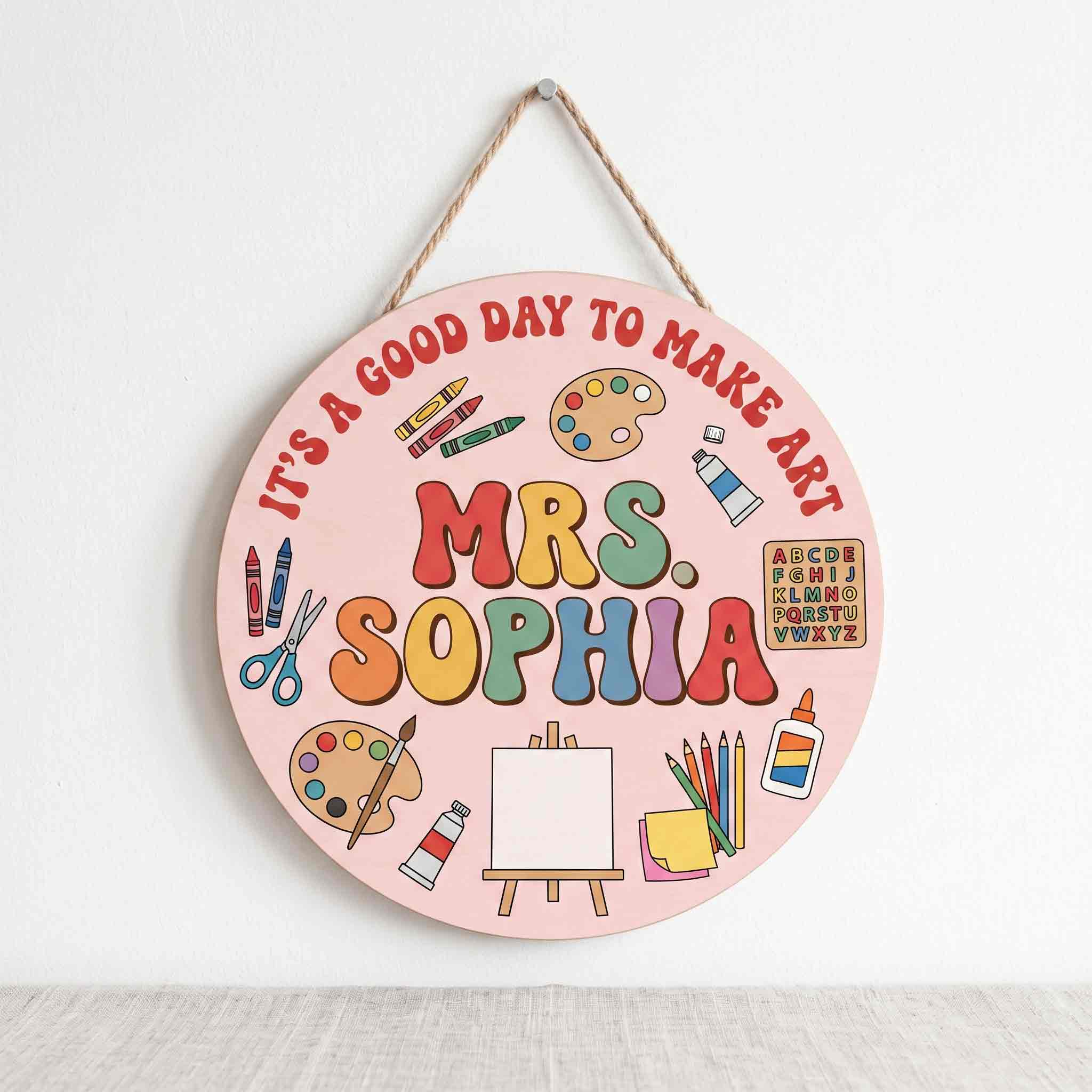 Personalized Art Teacher Classroom Wooden School Sign, Custom It's A Good Day To Make Art Teacher Door Hanger, Back to School Classroom Decor Gift