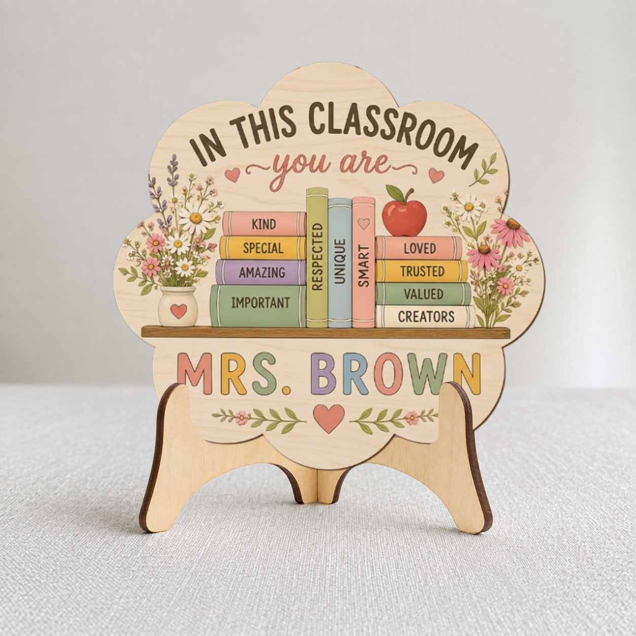 Personalized Teacher Name Wooden Sign Door Hanger In Classroom You Are Kind, Special Wooden Classroom Decor, Back to School Sign