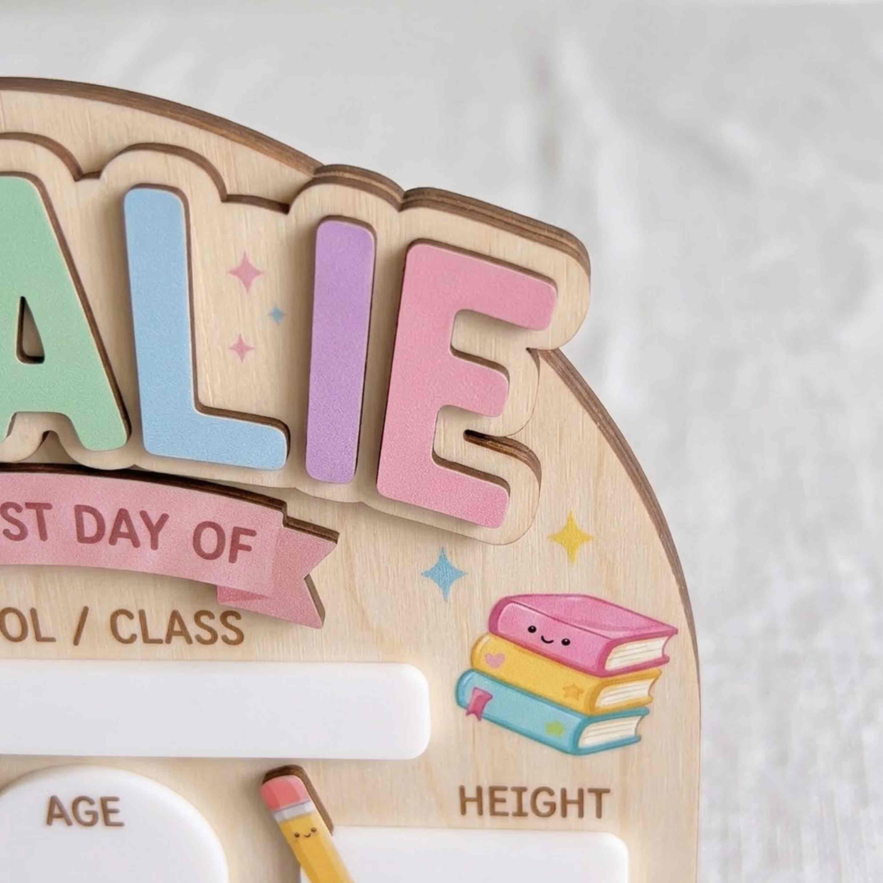 Personalized Rainbow School Supplies First & Last Day School Sign, Reusable Dry Erase Board, Back to School Sign