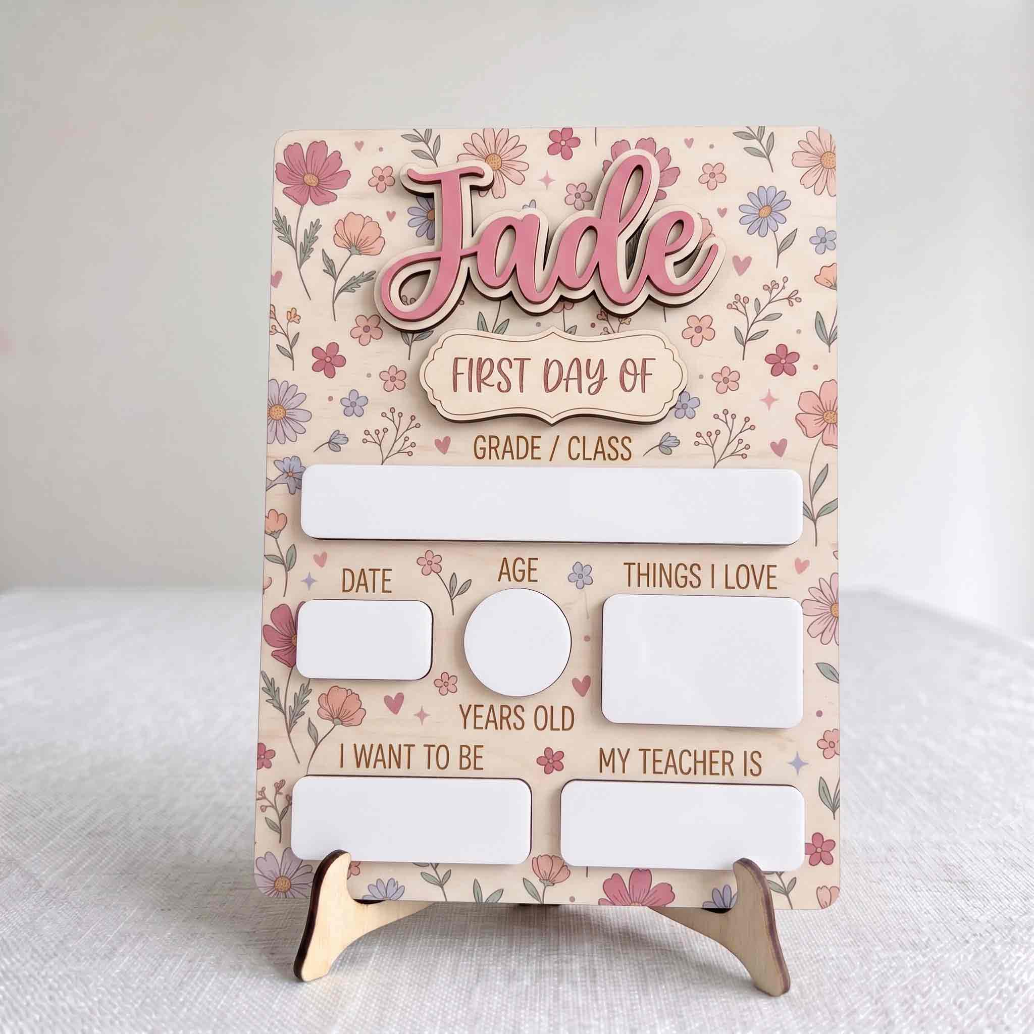 Personalized Vintage Floral First & Last Day School Sign, Reusable Dry Erase Board, Back to School Sign