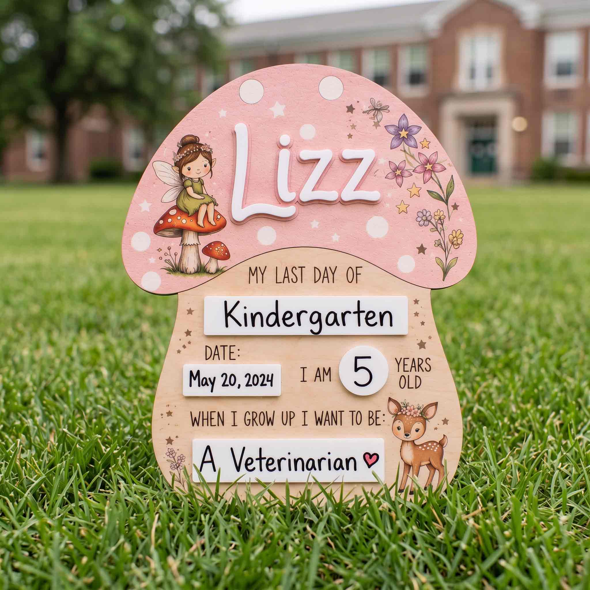 Personalized Fairy Mushroom First Day School Board, Reusable Dry Erase Board, Back to School Sign